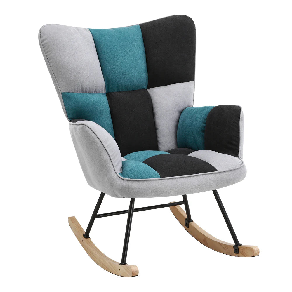 New Tufted Upholstered Rocking Chair Patchwork