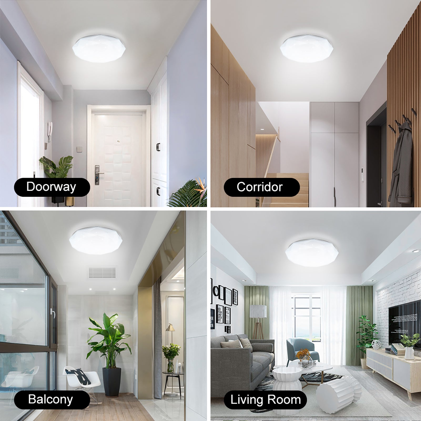New 12W LED Ceiling Light 6500K Geometric Shape