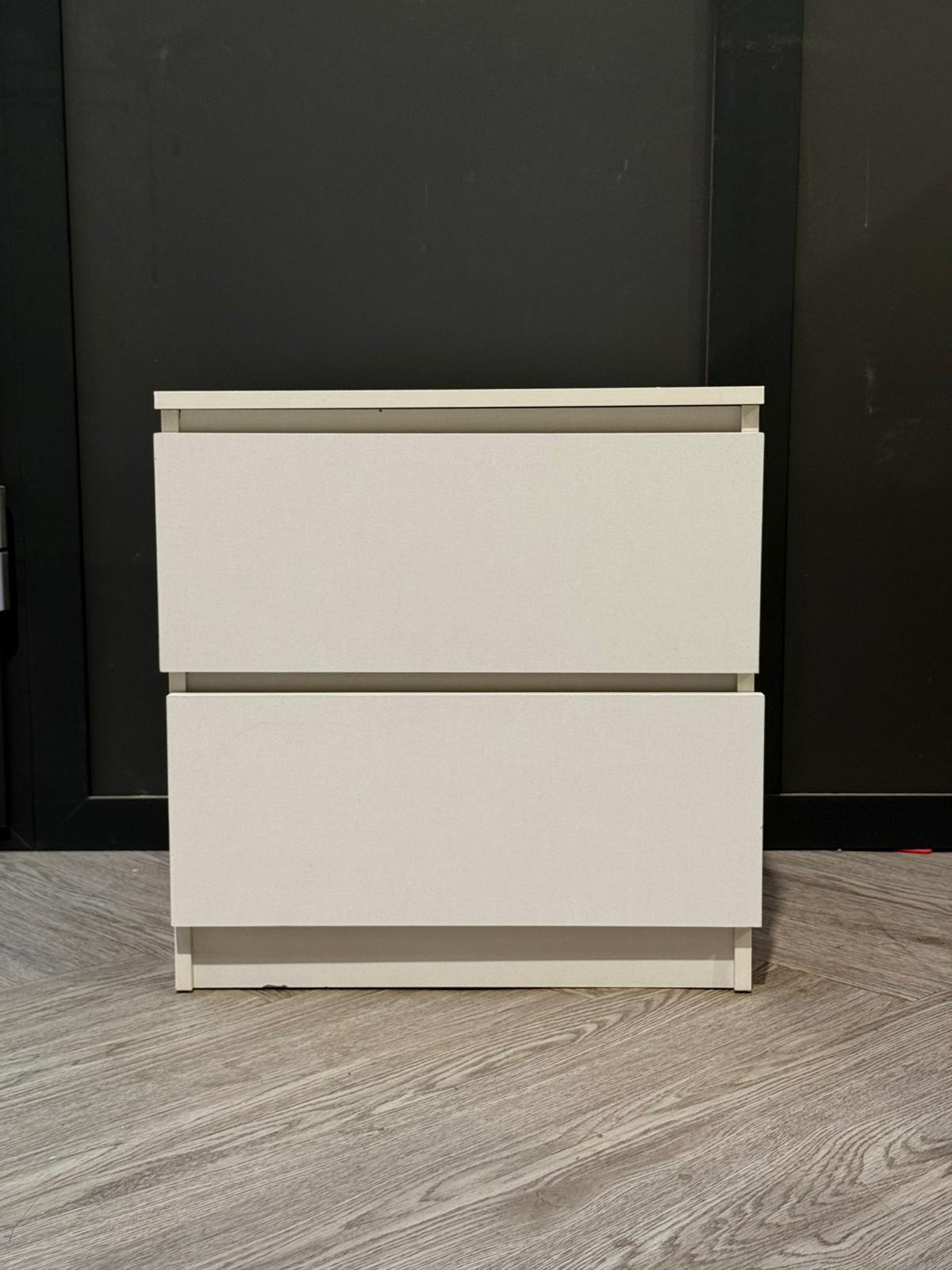 2 Drawer Wooden Nightstand Bedside Table White