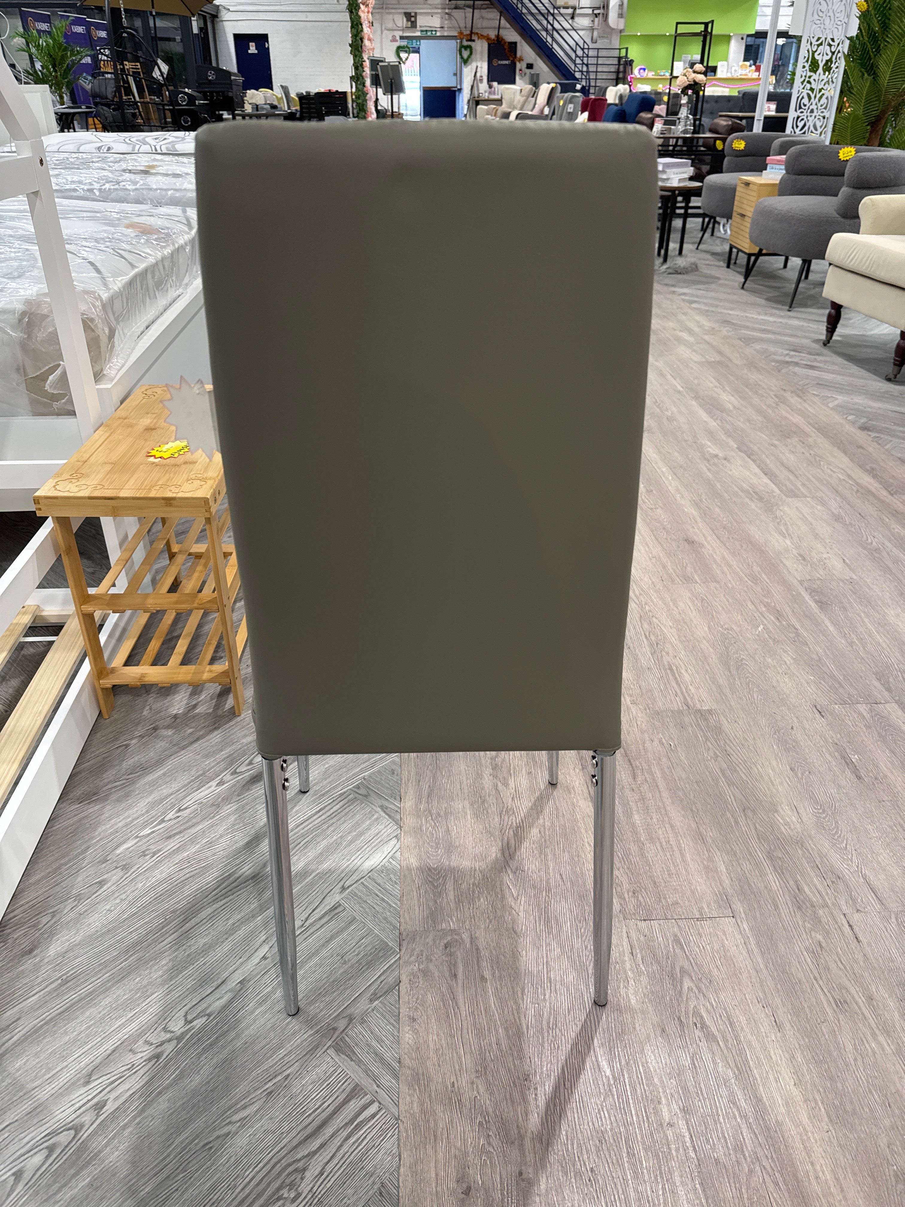 Grey PVC High Back Modern Dining Chair 1PC