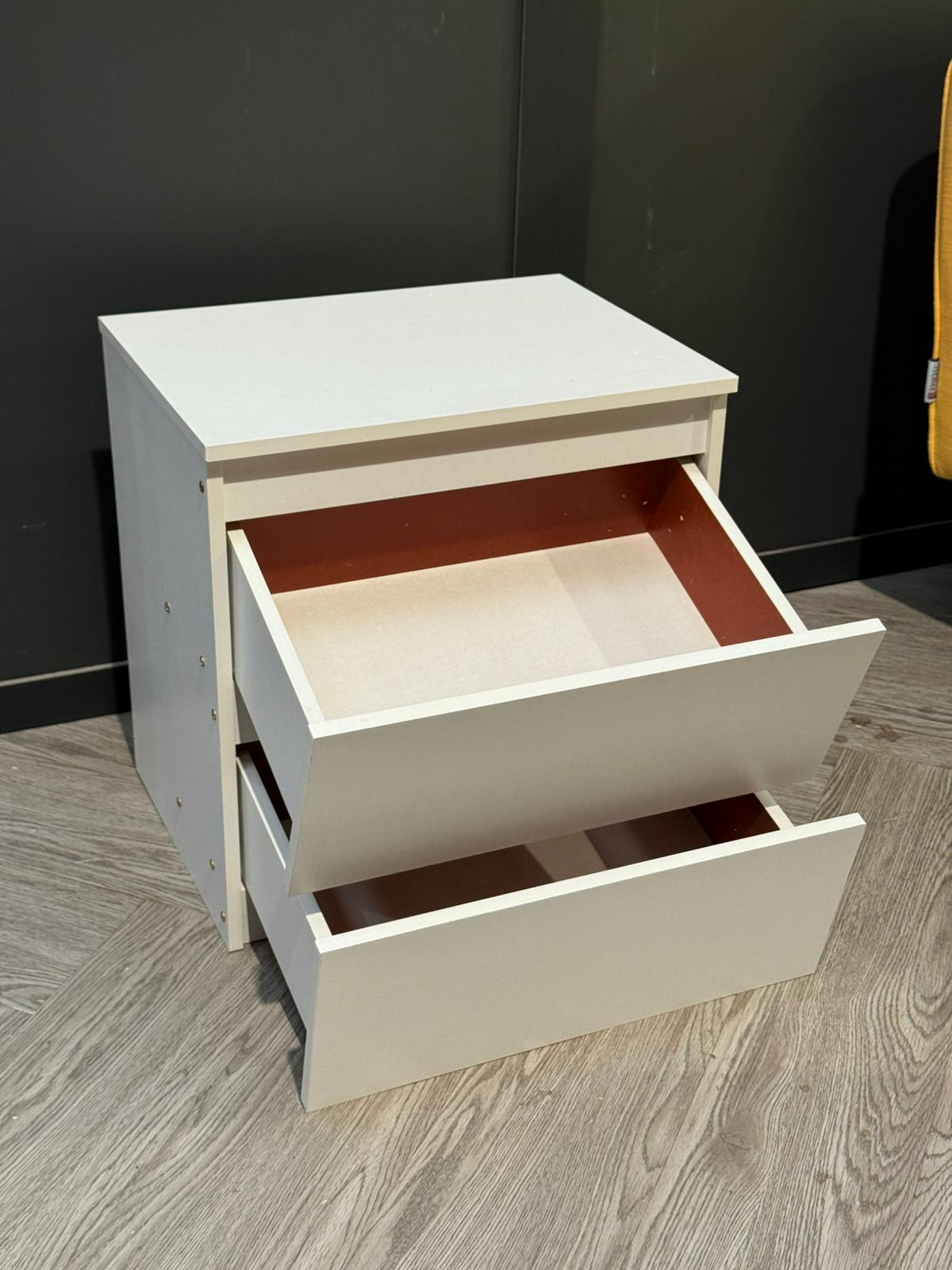 2 Drawer Wooden Nightstand Bedside Table White