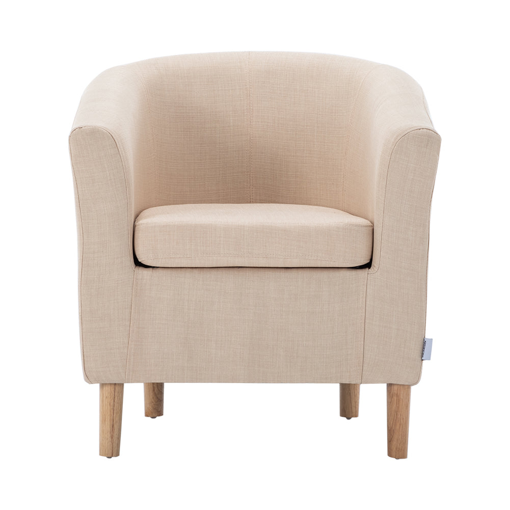 Linen Upholstered Accent Armchair Beige