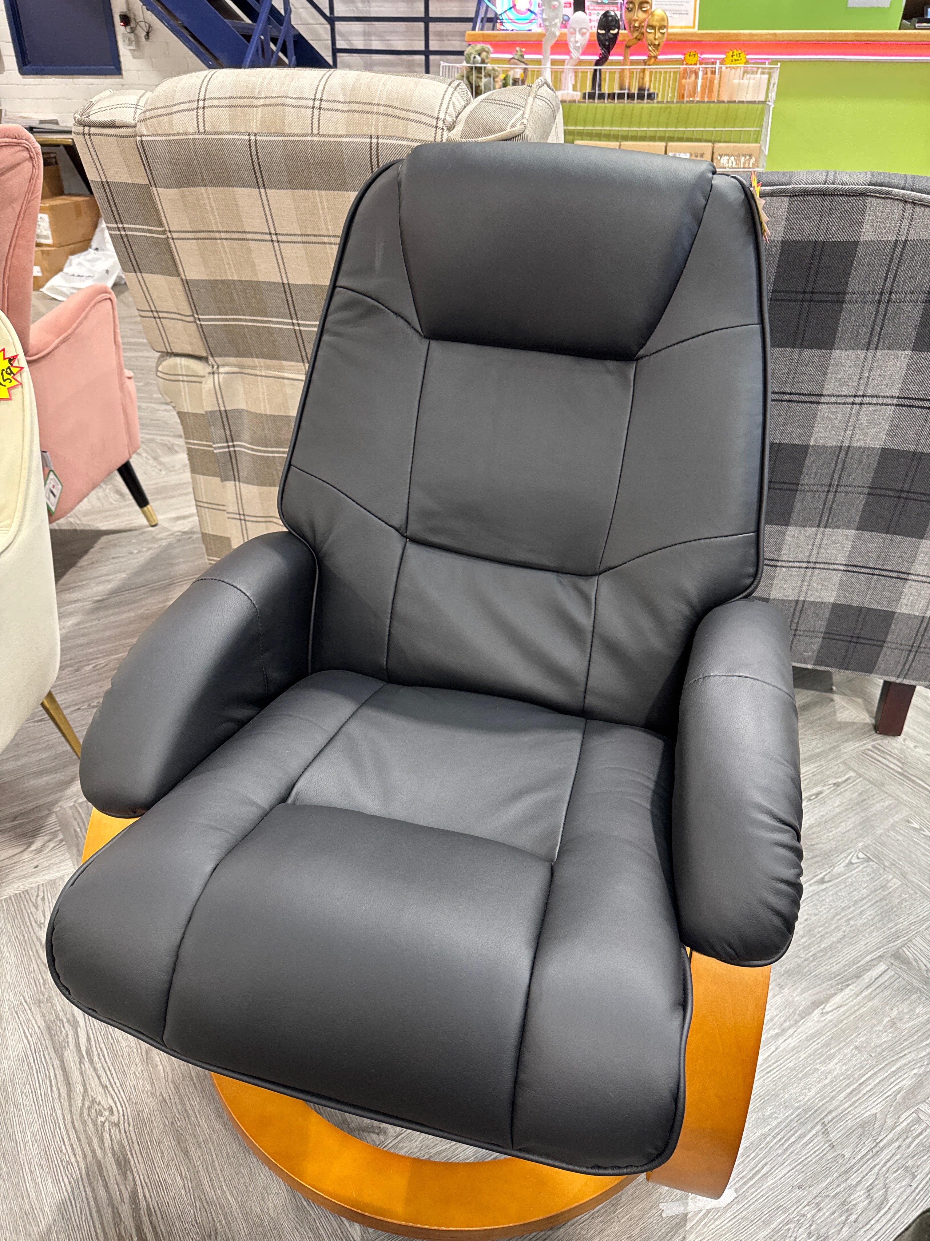 Executive Office Reclining Chair with Footstool Black