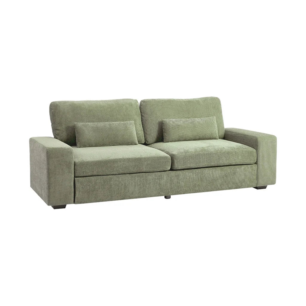 New 2 Seater Chenille Upholstered Sofa with Pillows Green