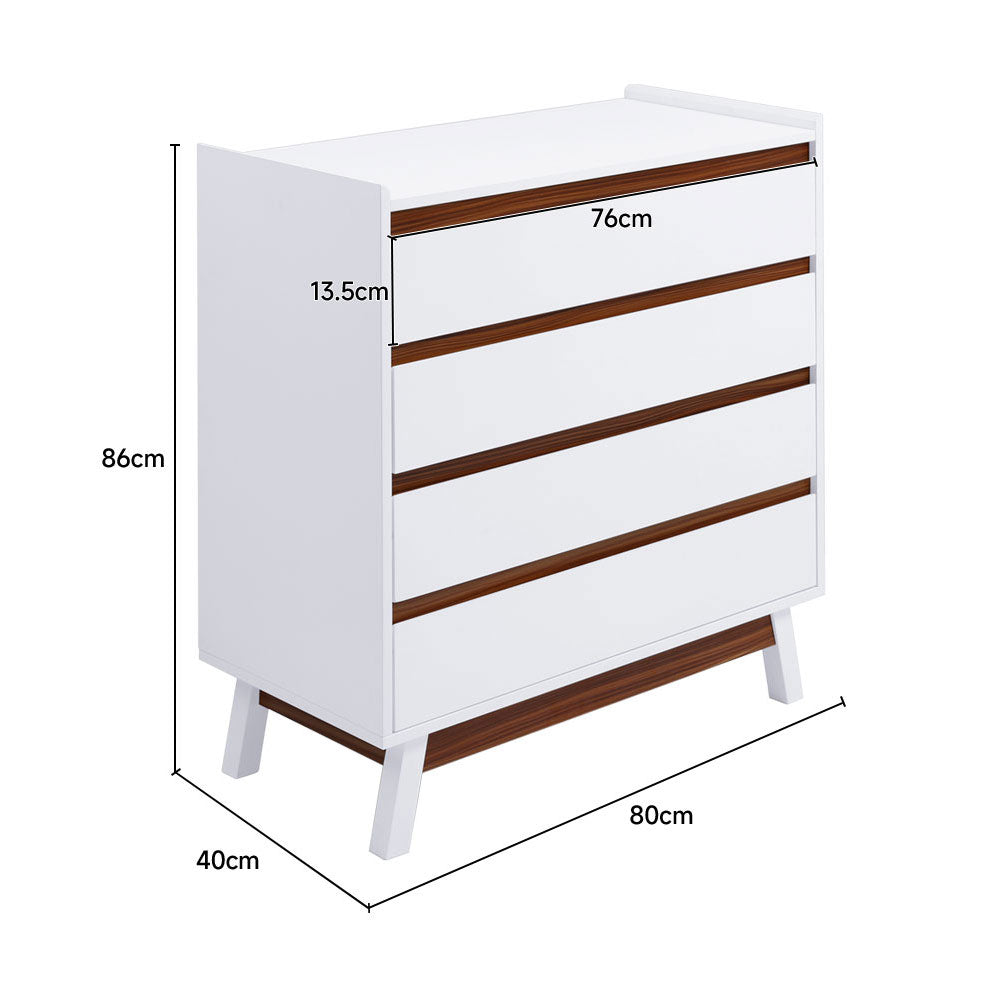 New 4 Tier Bedroom Chest Storage Cabinet White
