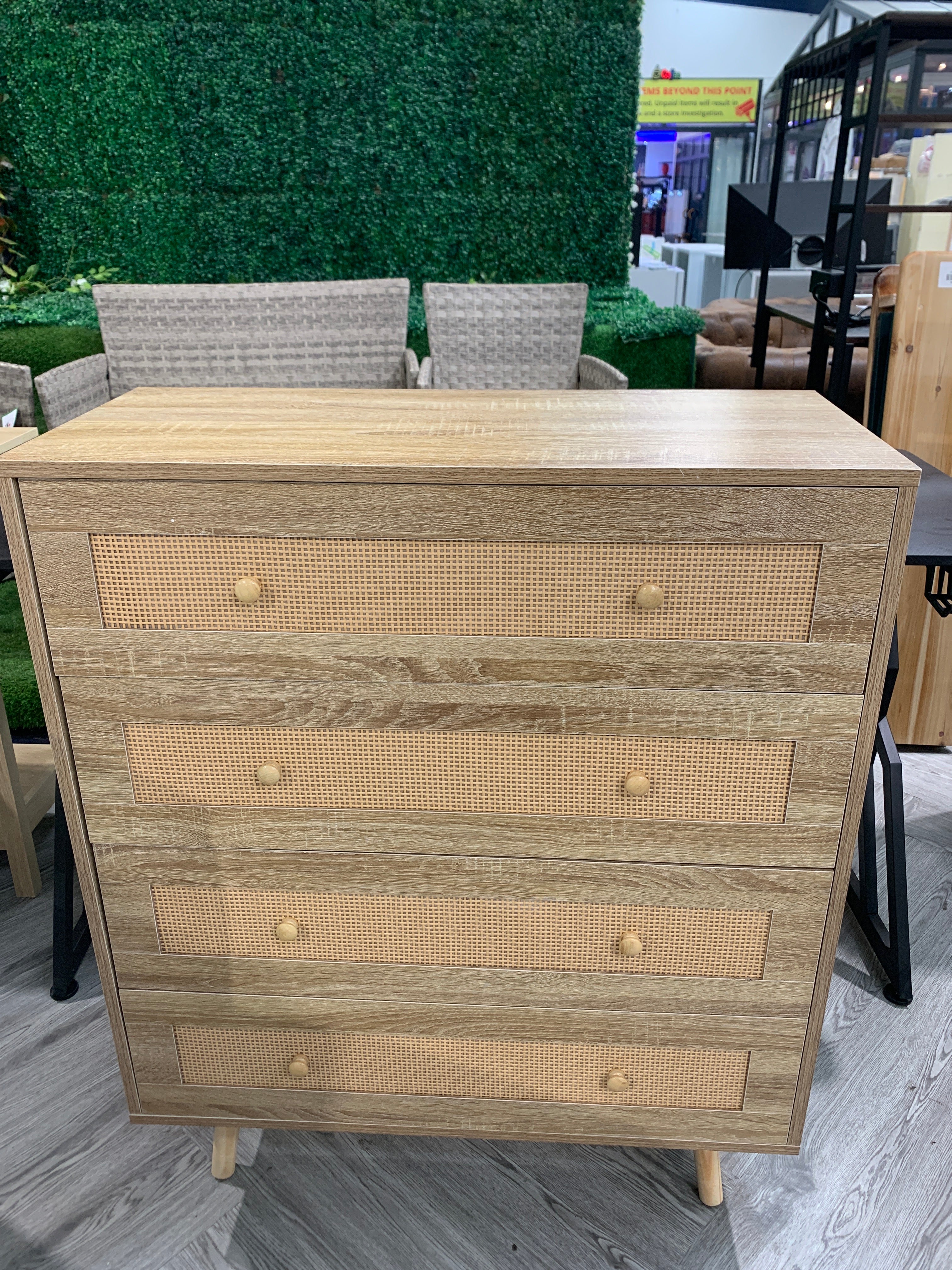 4 Drawer MDF Chest of Drawers with Solid Wood Legs