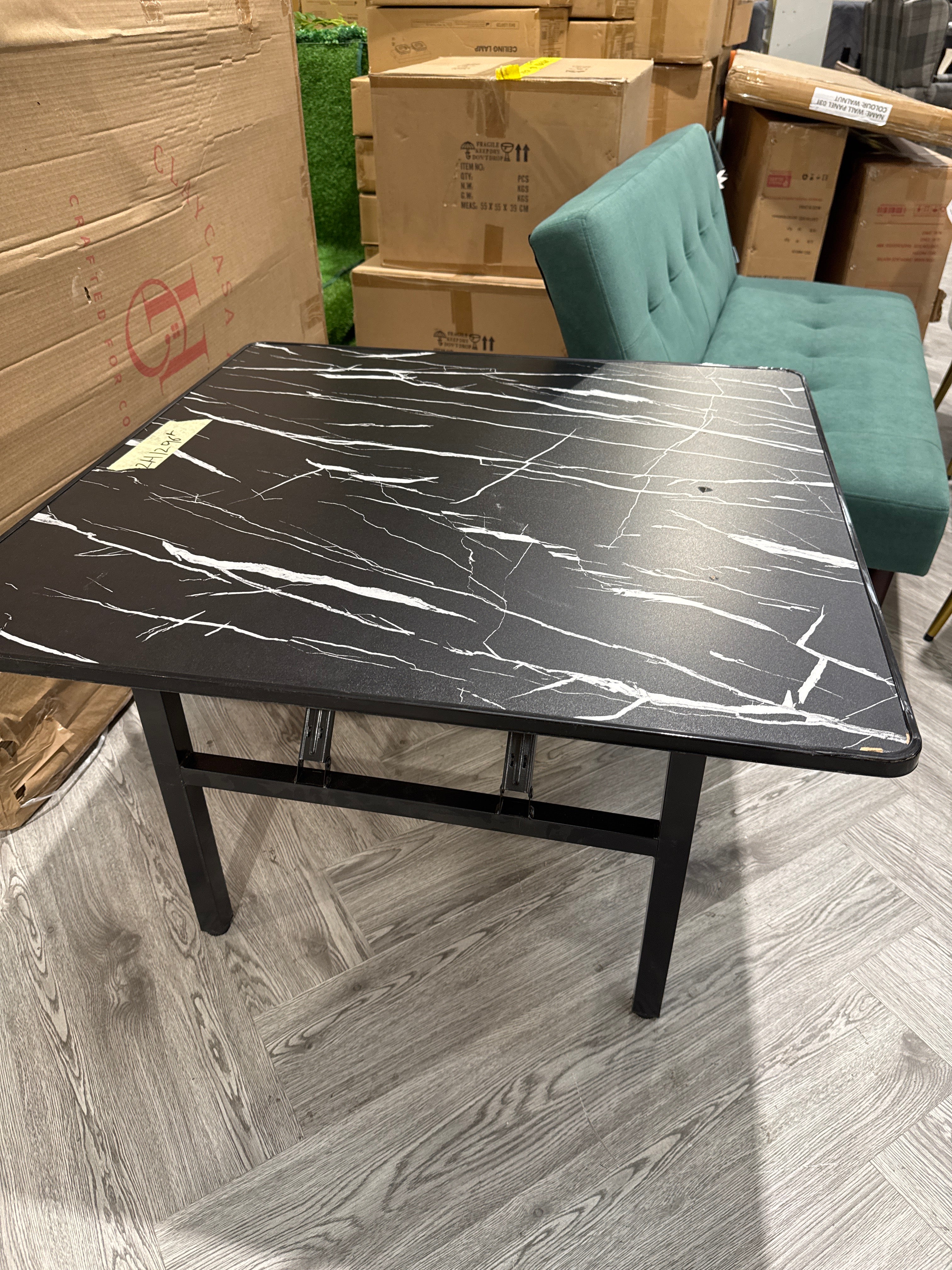 Square Folding Coffee Table with Marble Effect Top 80cm W