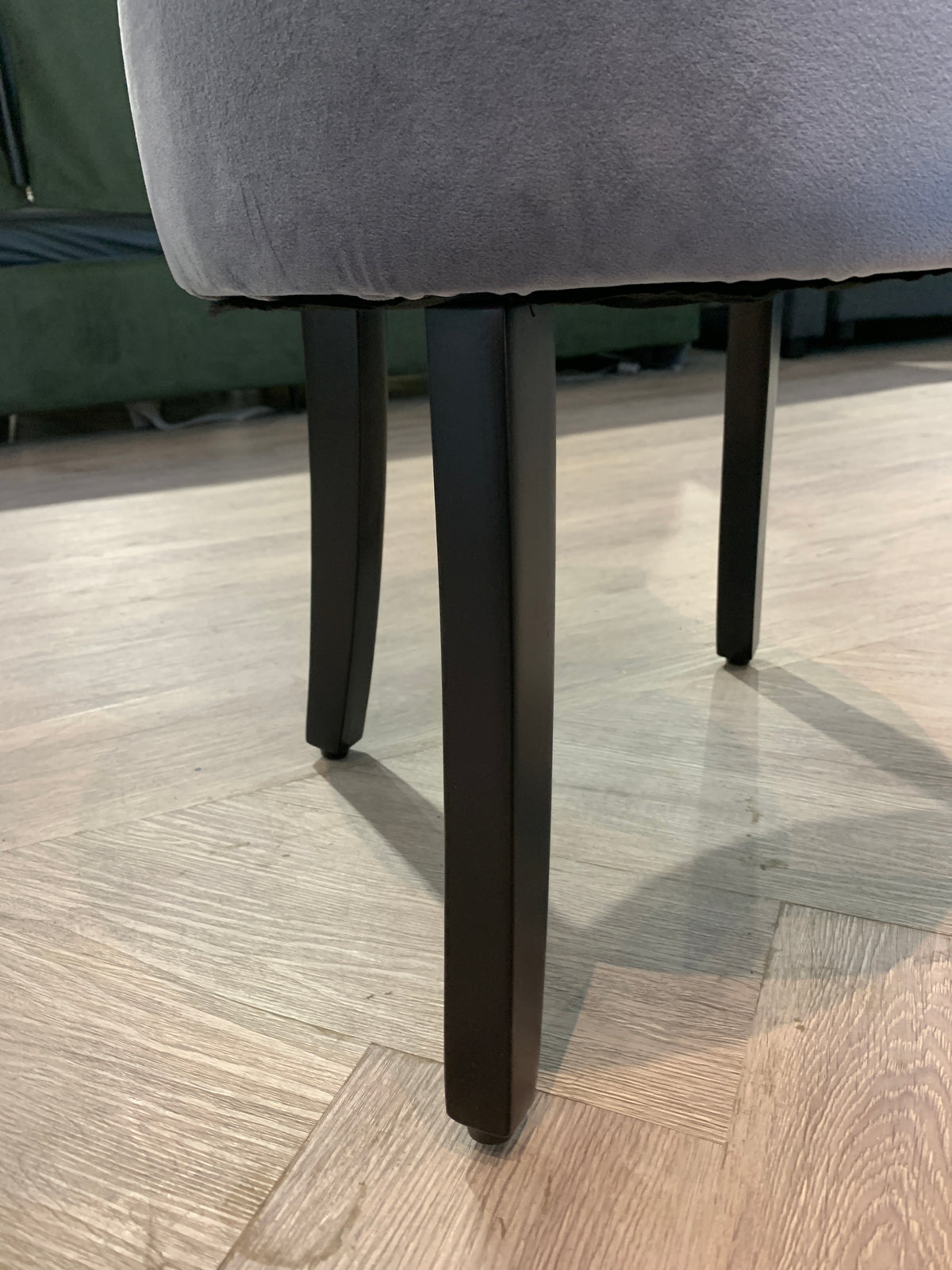 Grey Modern Upholstered Buttoned Stool for Dressing Table