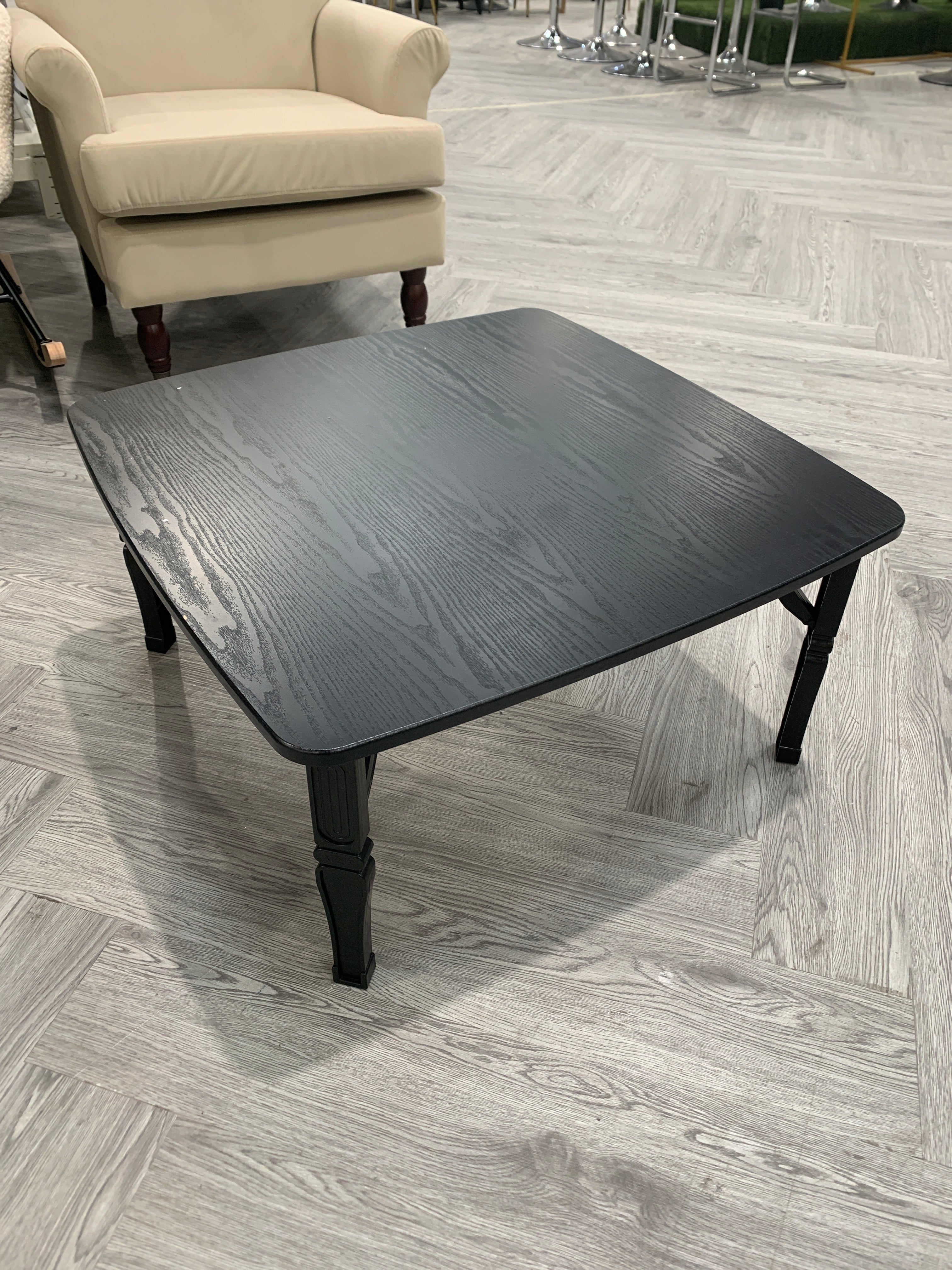 Square 70cm Wooden Folding Coffee Table Black