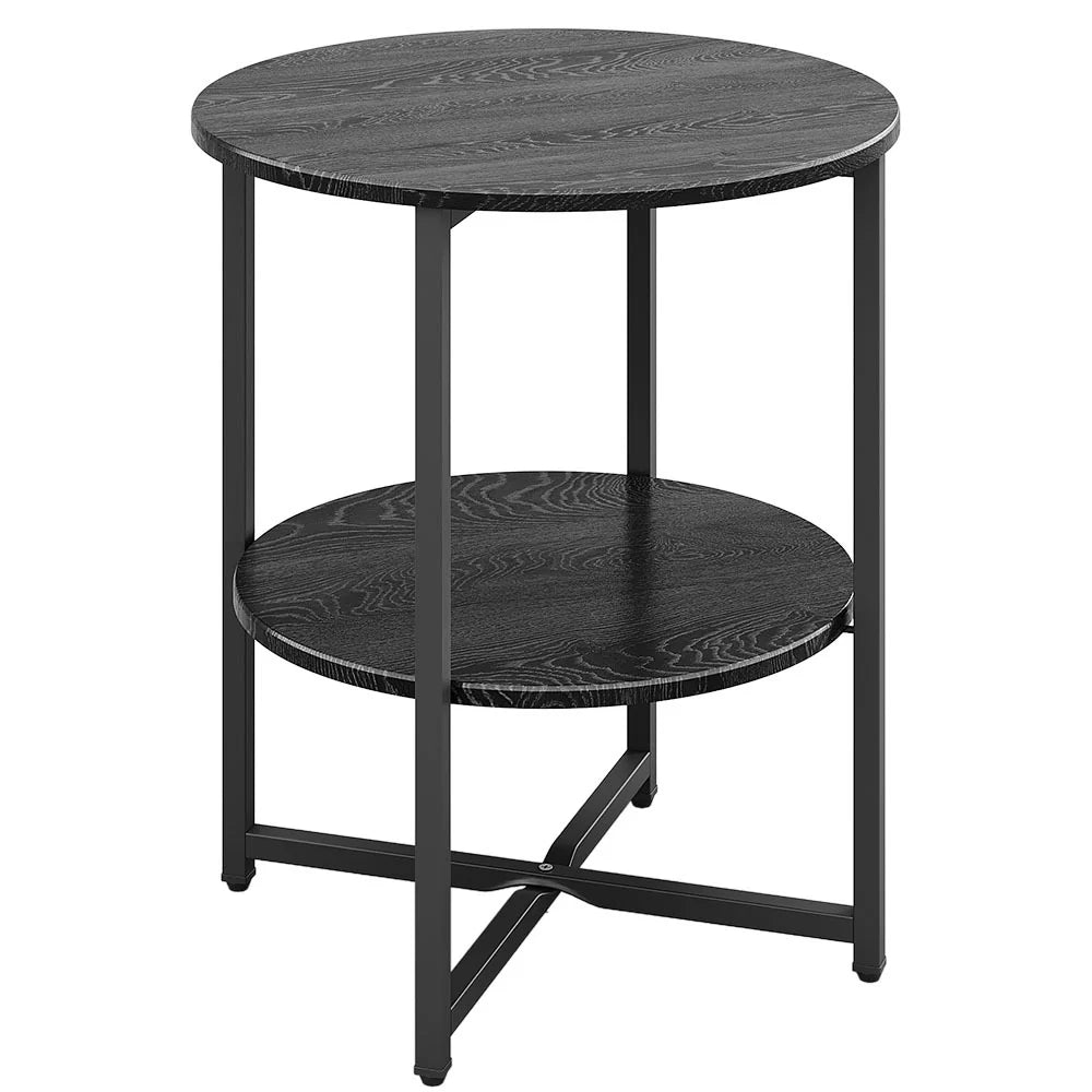 New Small 2 Tier Round Coffee Table Side Table Black