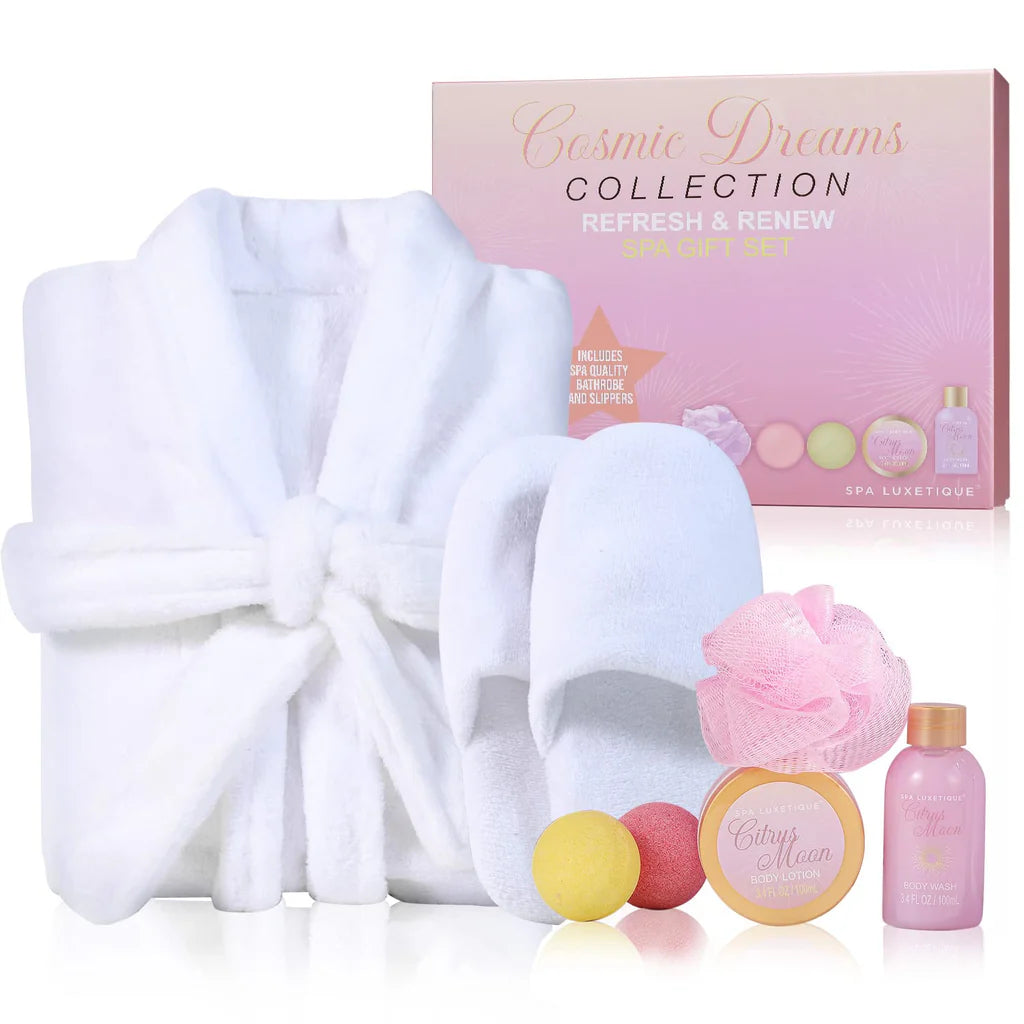 New 7Pcs Home Spa Gift Set with Bathrobe and Slippers for Women