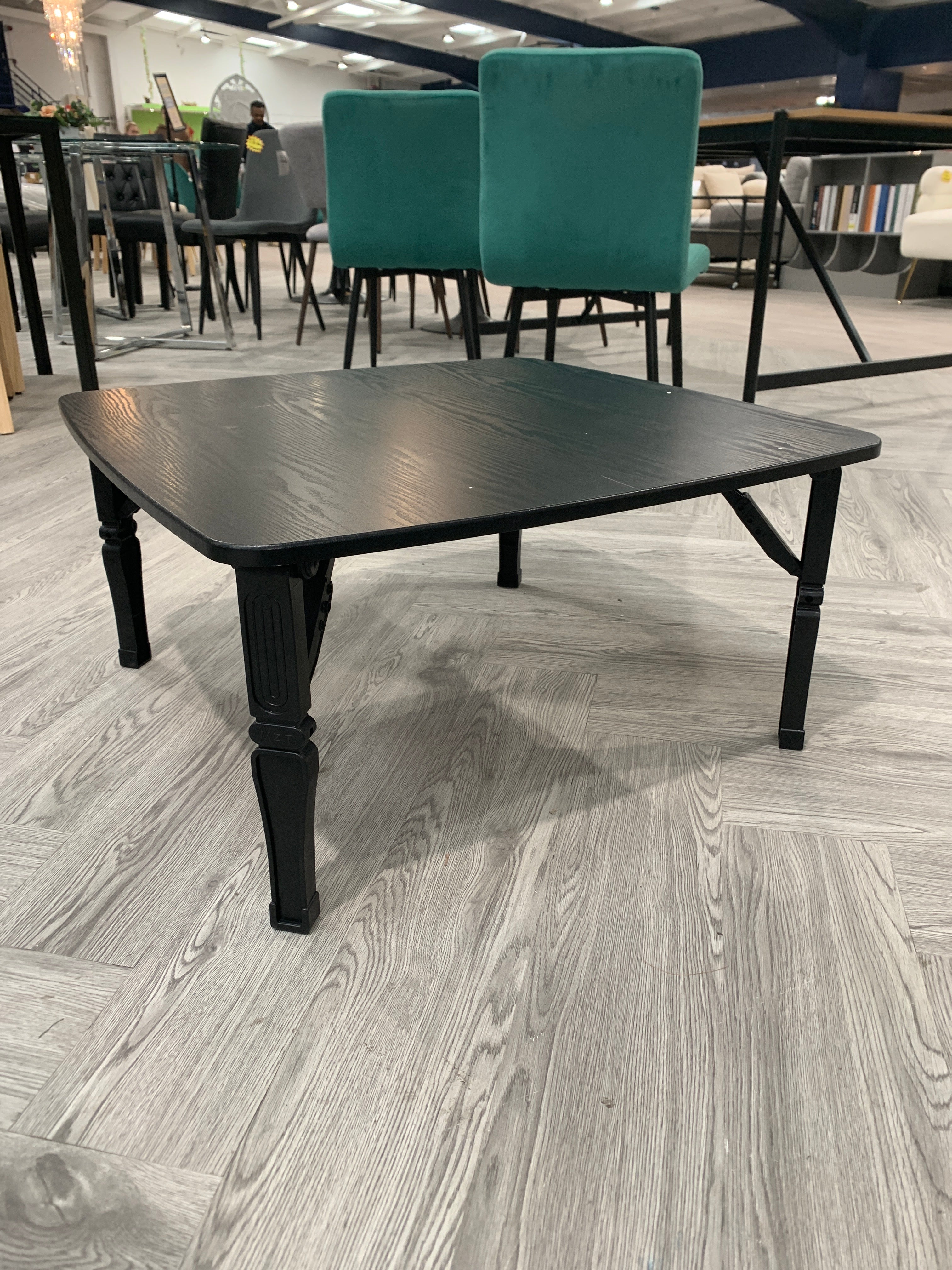 Square 70cm Wooden Folding Coffee Table Black