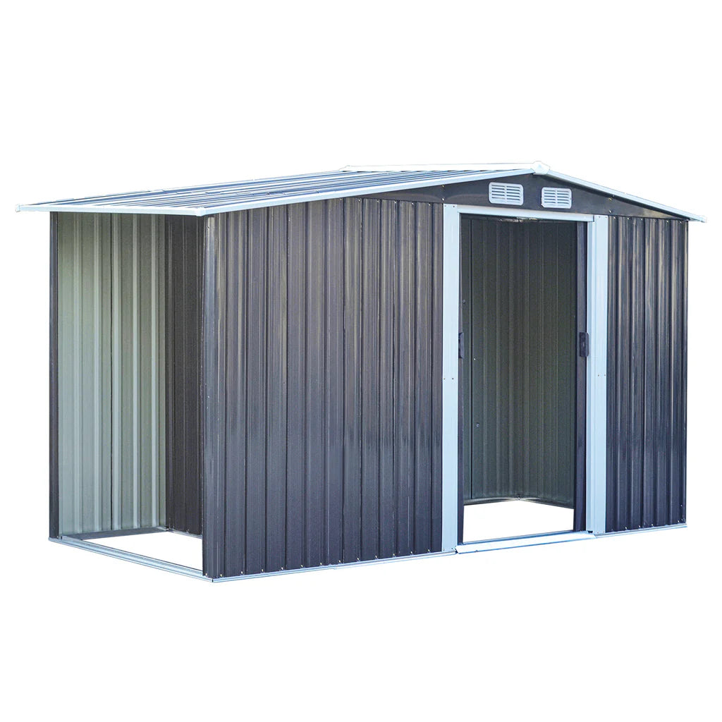 4x8FT Metal Garden Storage Shed with Log Storage Anthracite