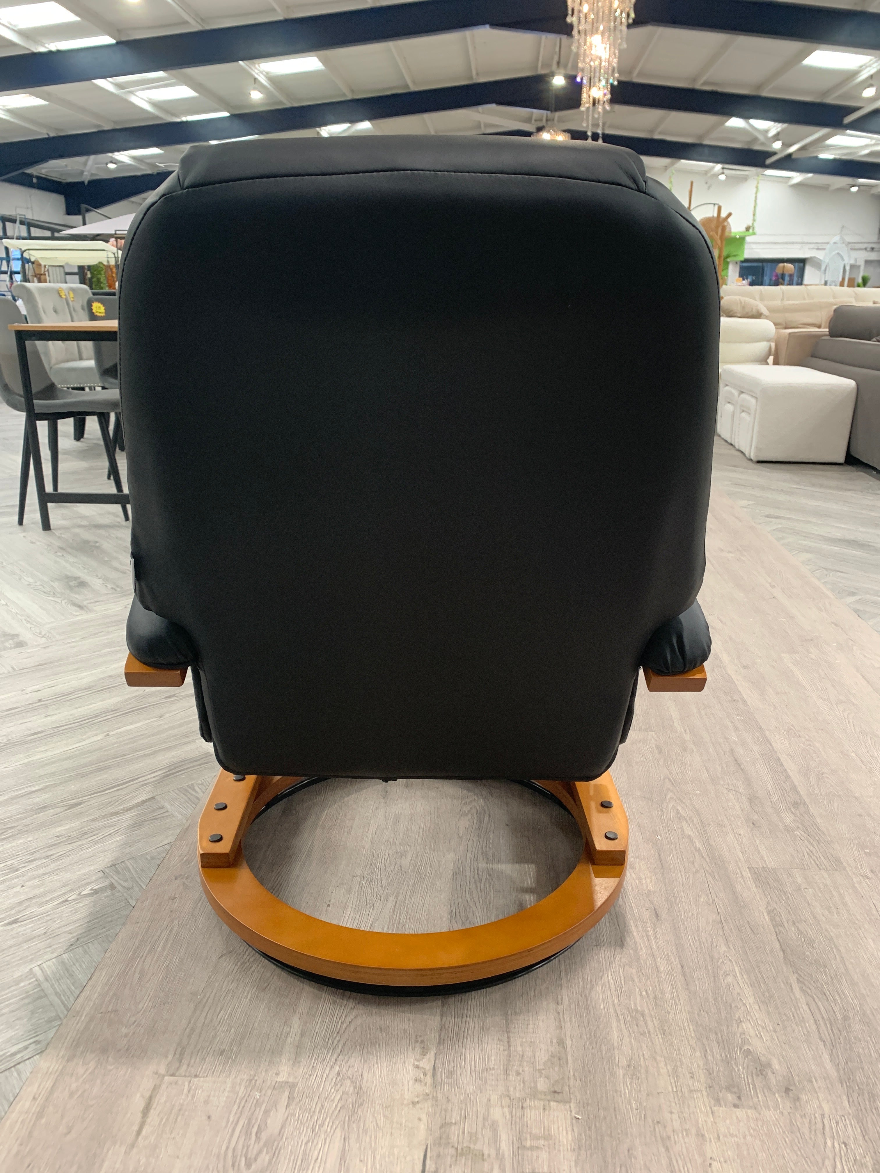 Black Ergonomic Executive Office Reclining Chair with Footstool