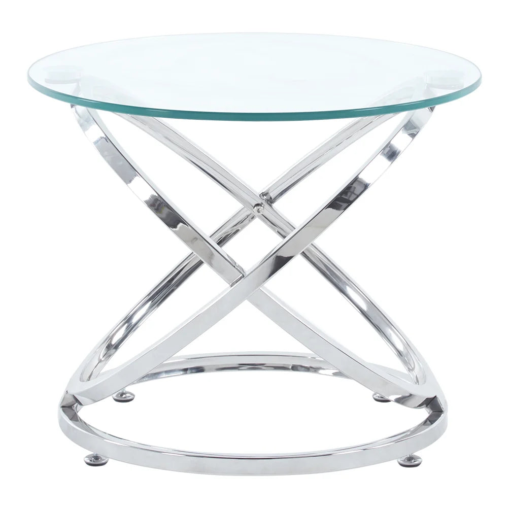 New Tempered Glass Top Round Coffee Table for Living Room
