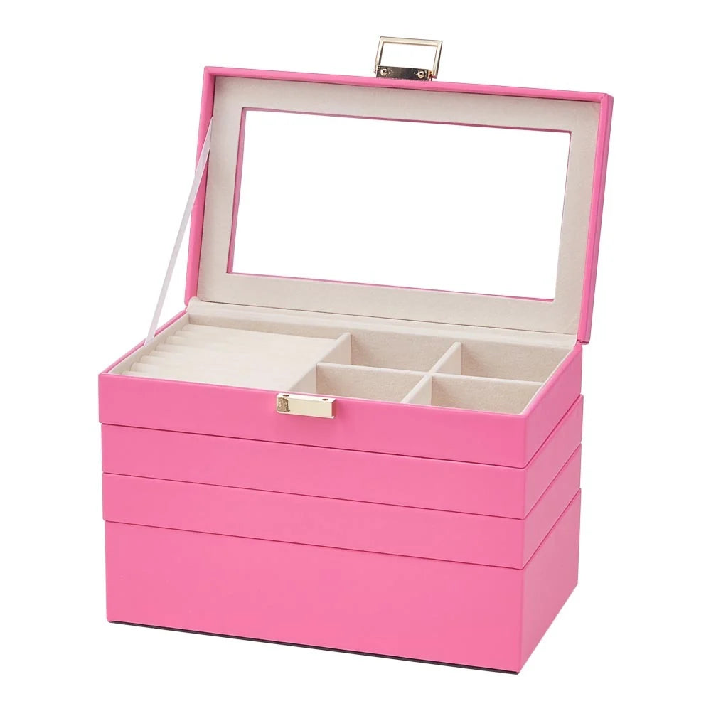 New 4 Tier Jewellery Storage Box with Transparent Lid