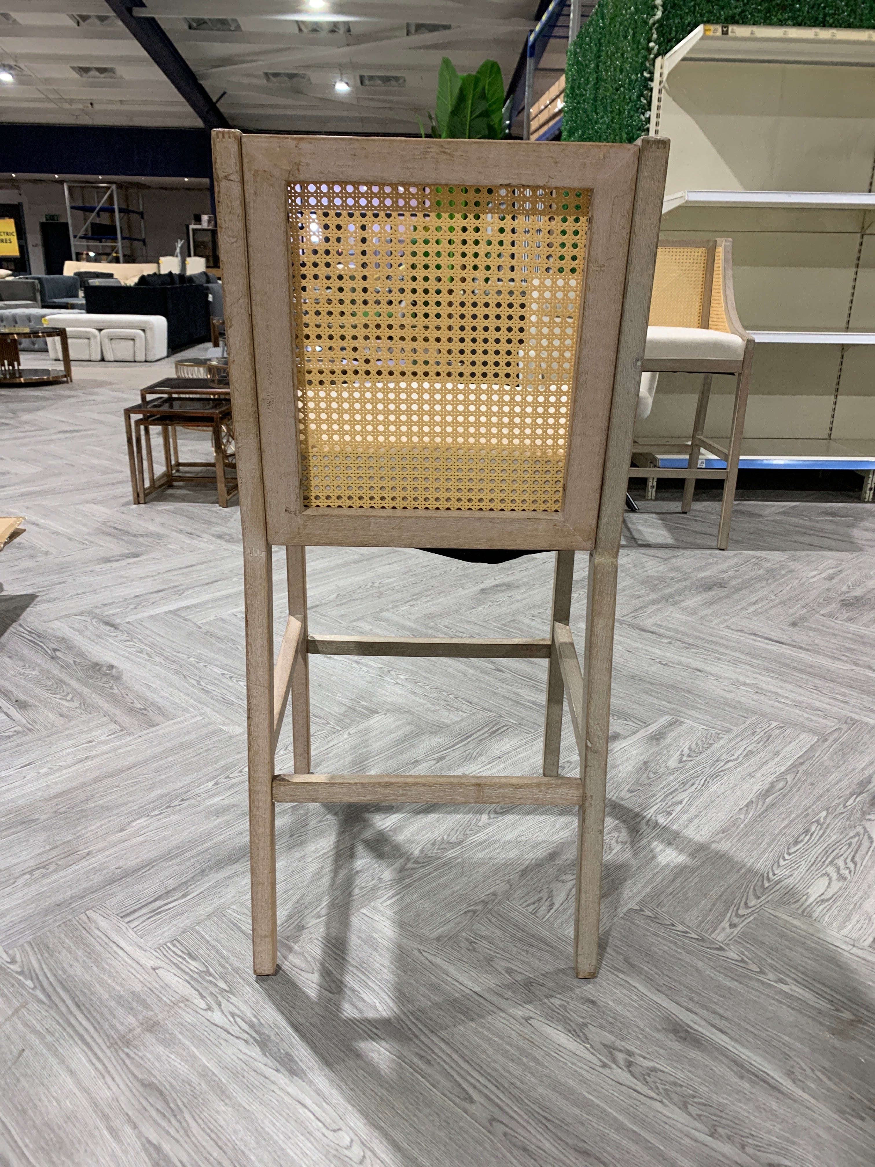 Natural Rattan Bar Stool with Backrest Beige 1PC