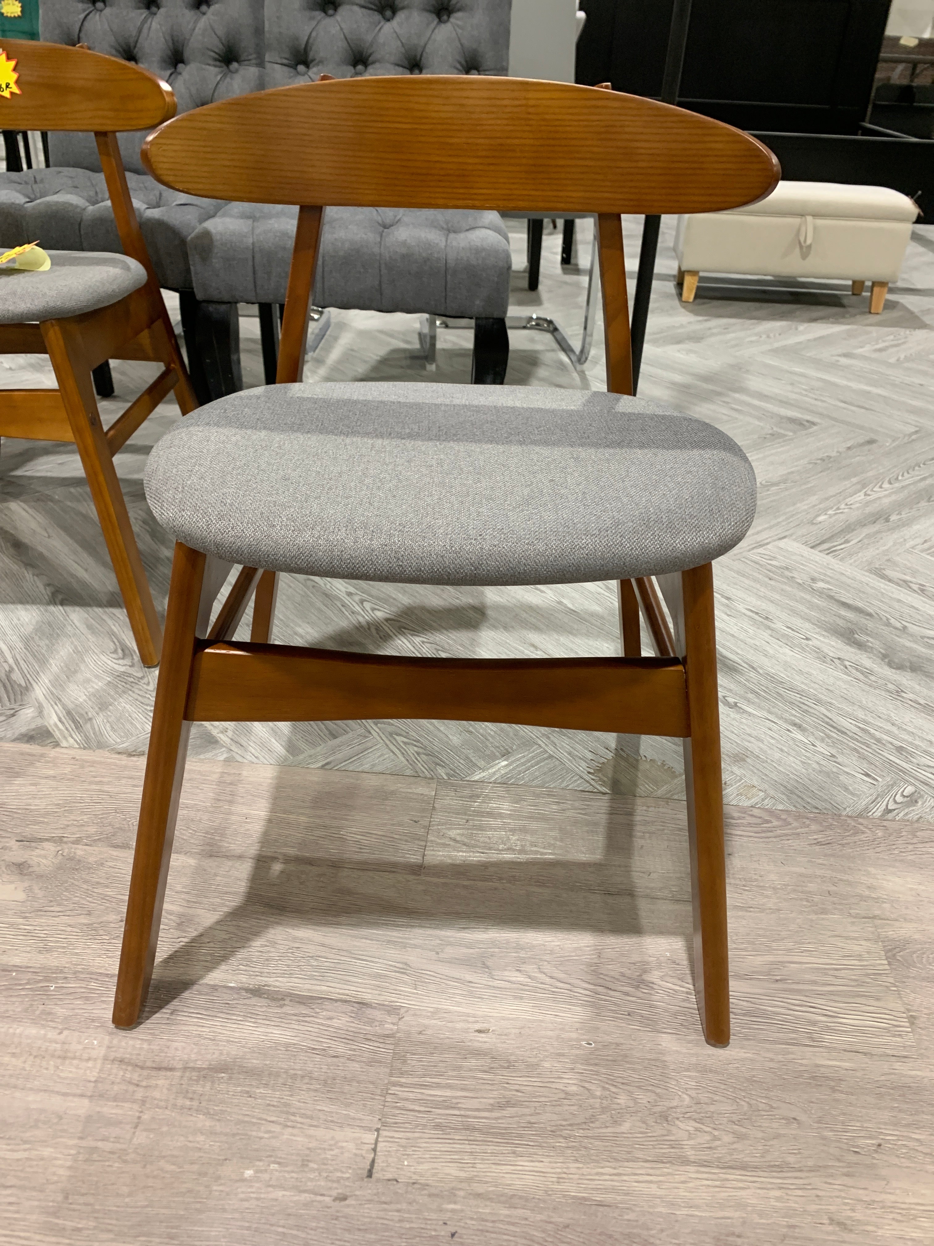 Wooden Frame Linen Chair for Dining Room Grey 1PC