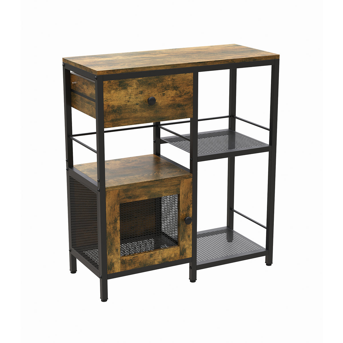 New Kitchen Storage Cabinet with Multiple Shelves Rustic Brown