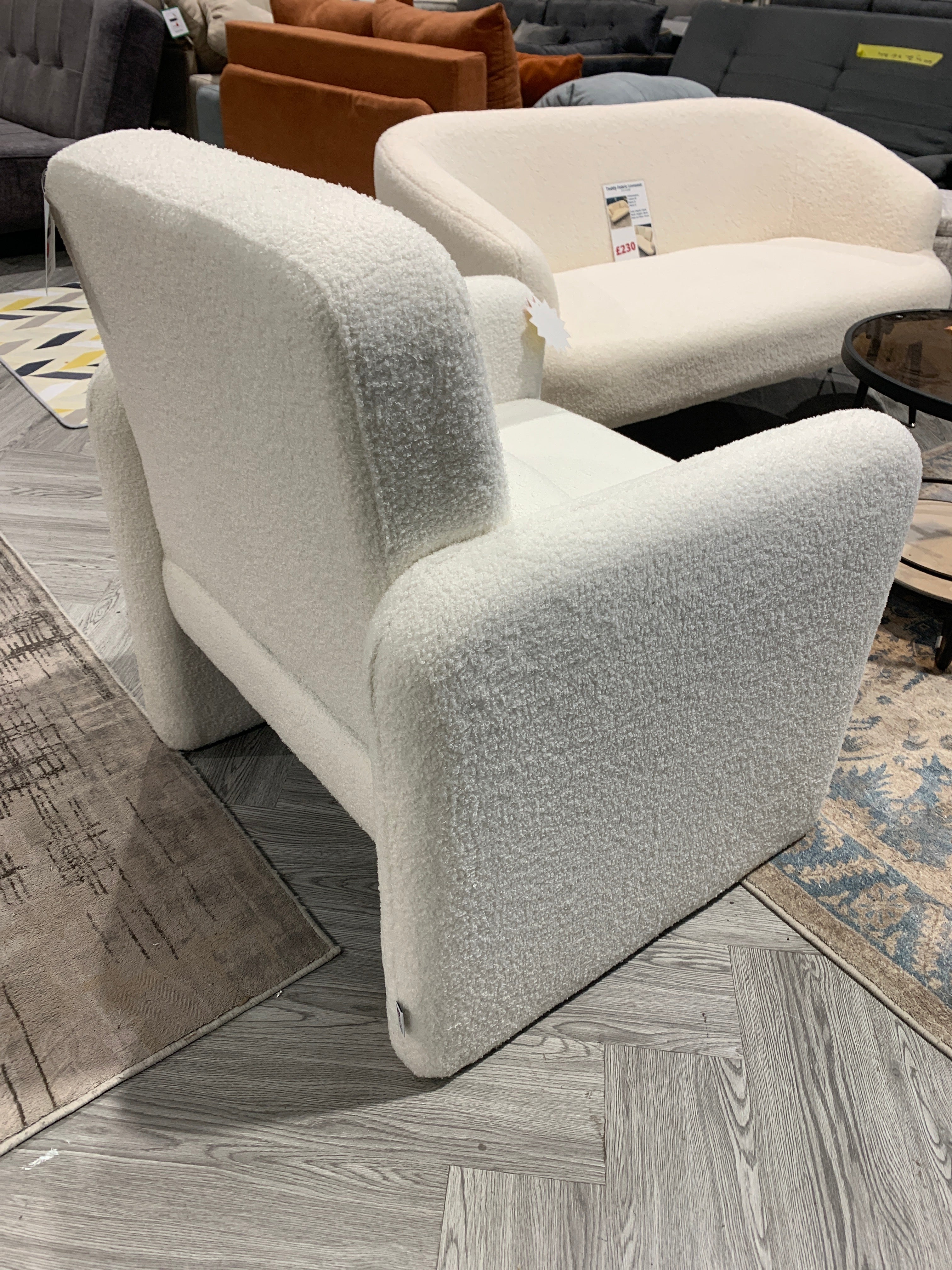 Teddy Fleece Modern Accent Armchair with Lumbar Pillow