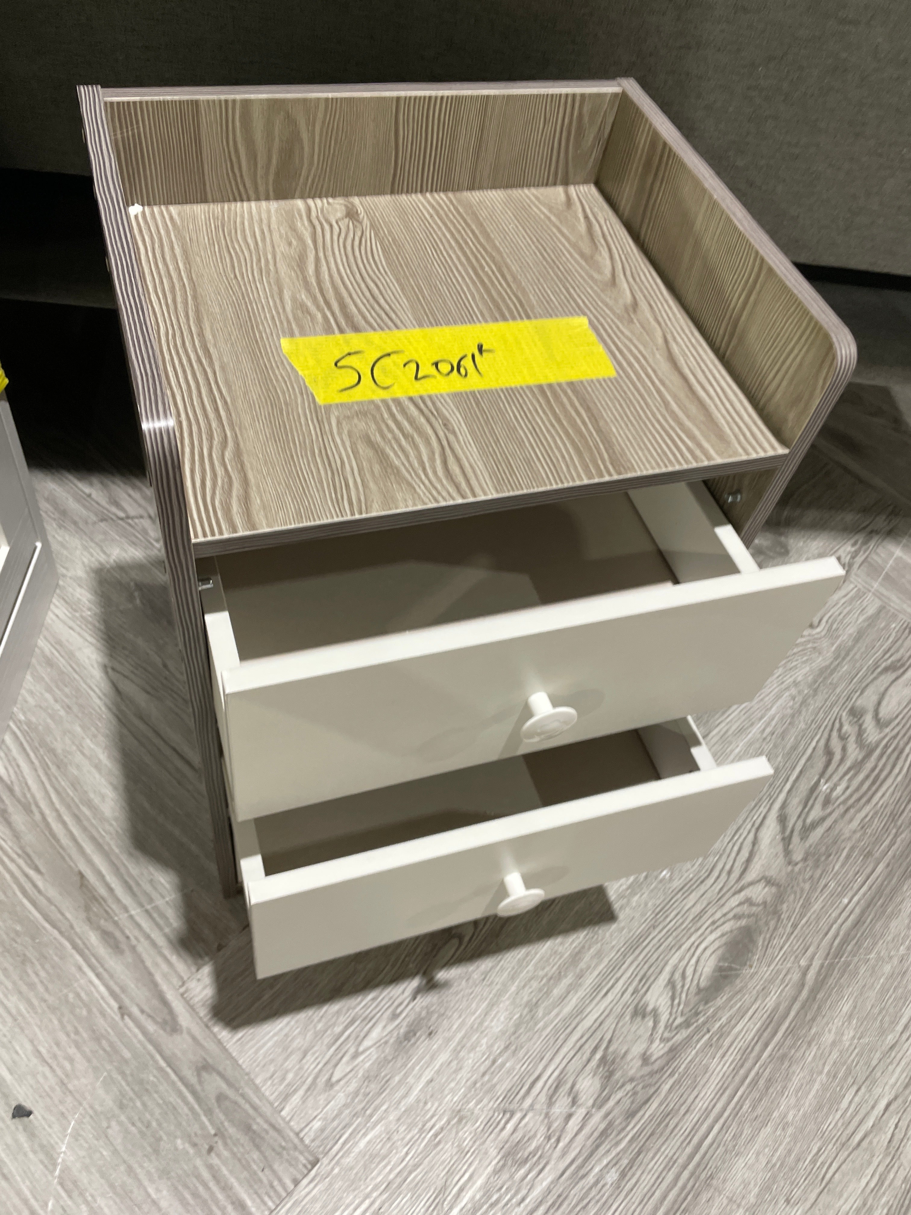 3 Drawer Bedside Table Nightstand Grey and White