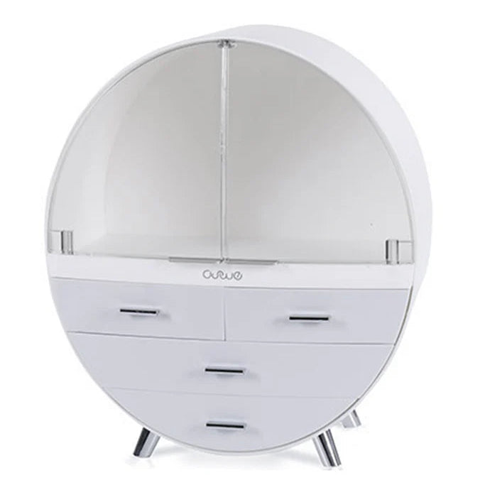 New Dustproof Round Cosmetic Storage Box Desktop Organiser Grey