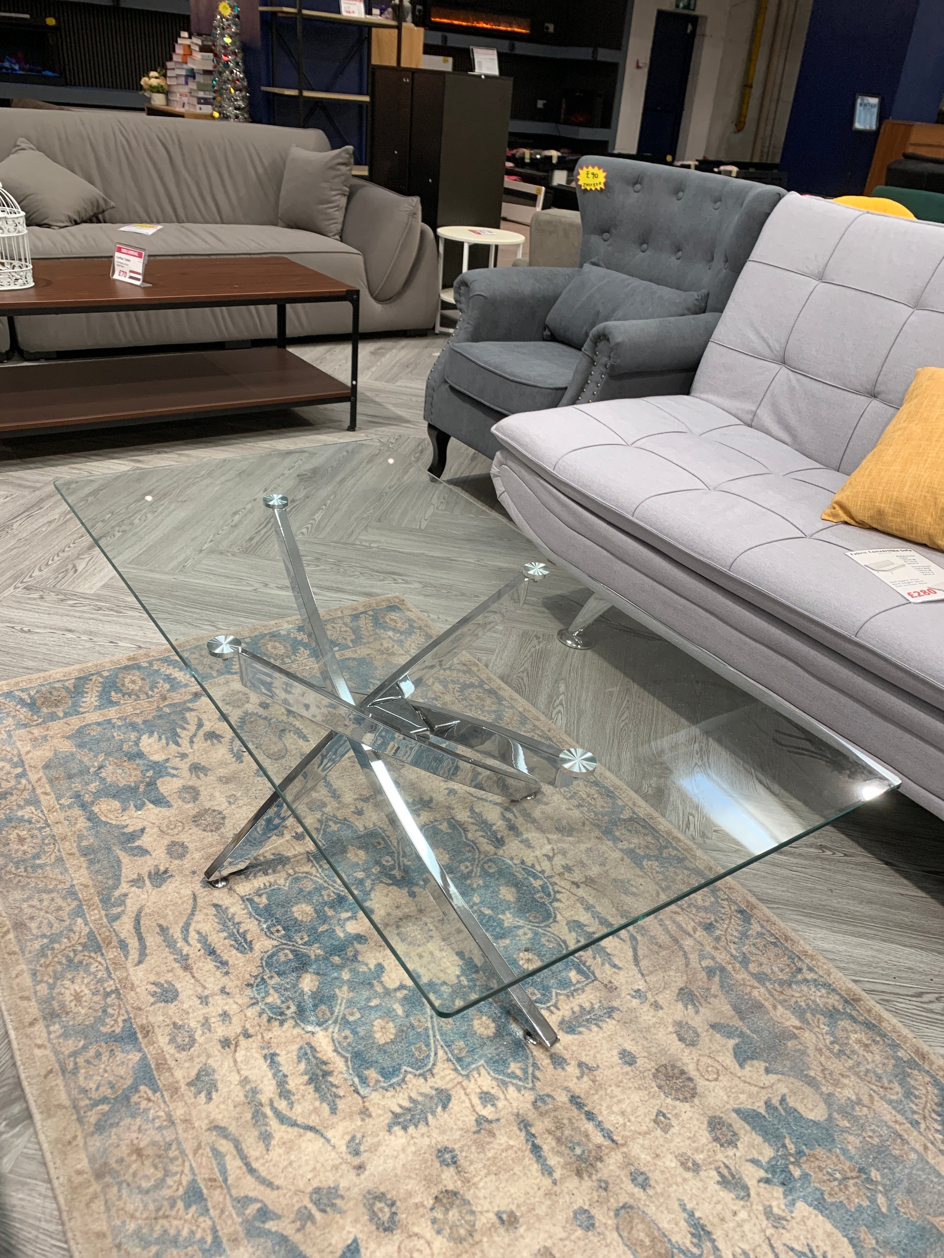 Modern and Futuristic Clear Glass Top Coffee Table