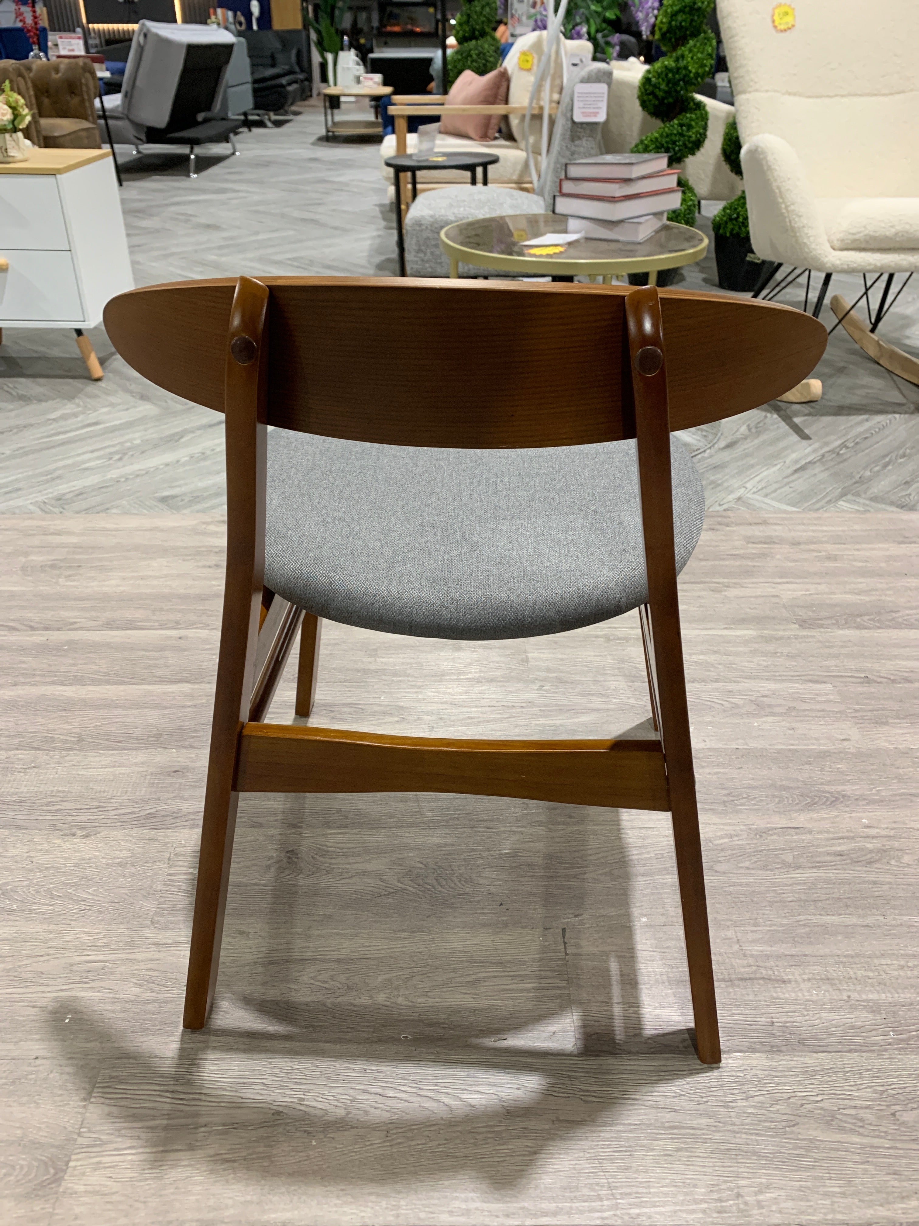 Wooden Frame Linen Chair for Dining Room Grey 1PC