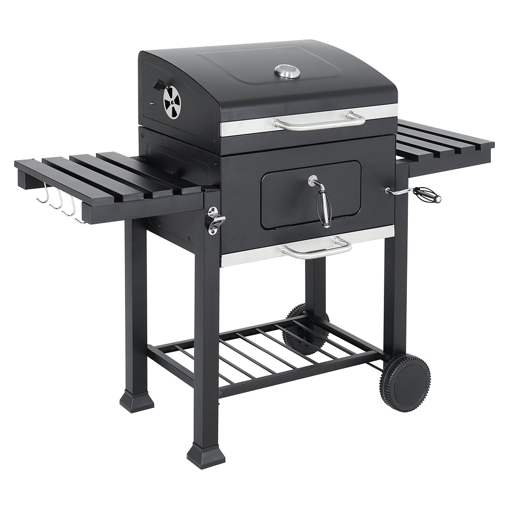 New Portable Outdoor Charcoal BBQ Grill with Side Shelves