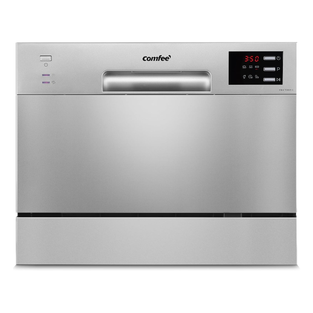 6.5L Freestanding Compact Silver Dishwasher with LED display