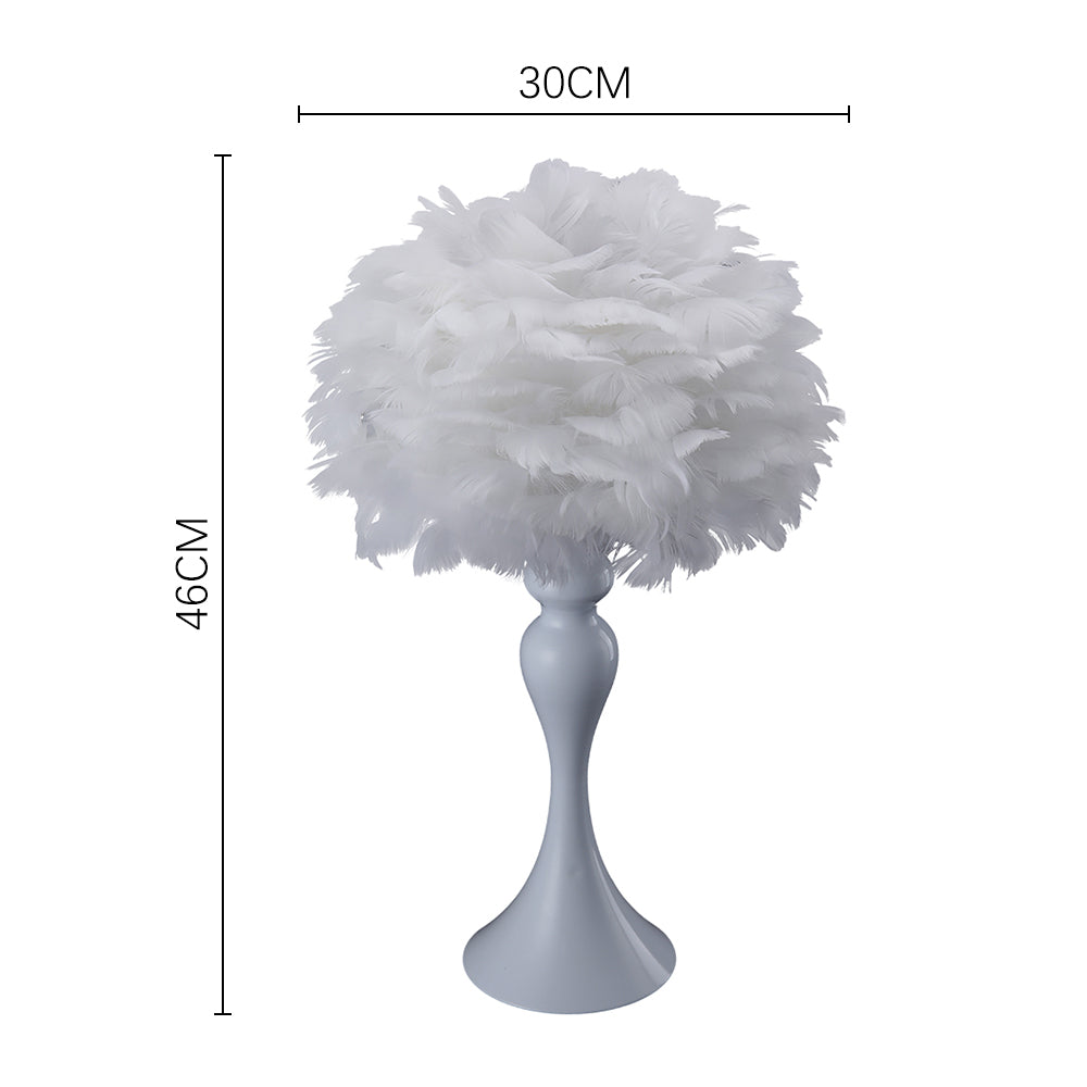 New Accent Feather Table Lamp with LED Light and Metal Base White