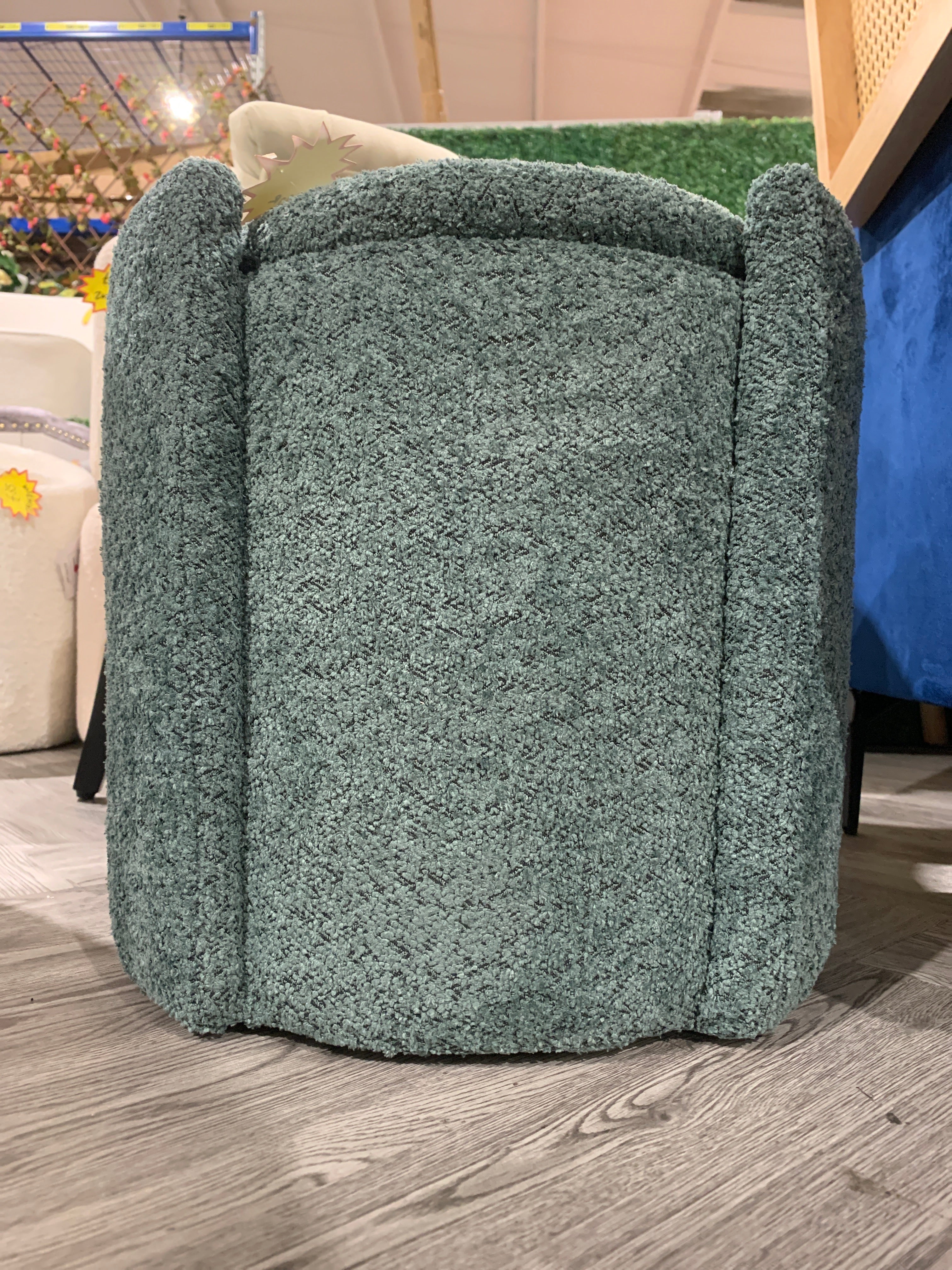 Chenille Upholstered Storage Ottoman Green