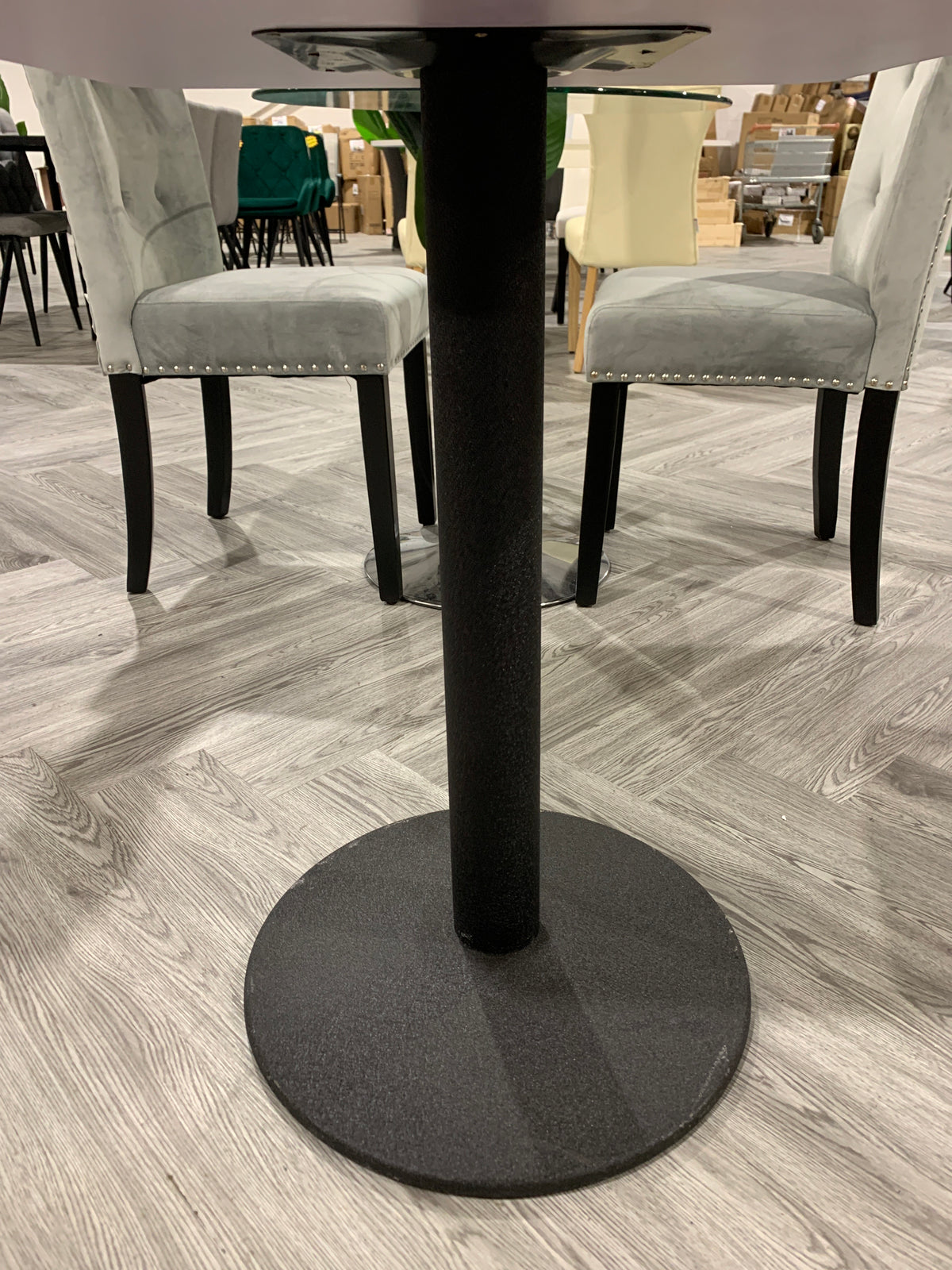 Black Square Cafe Table with Metal Base