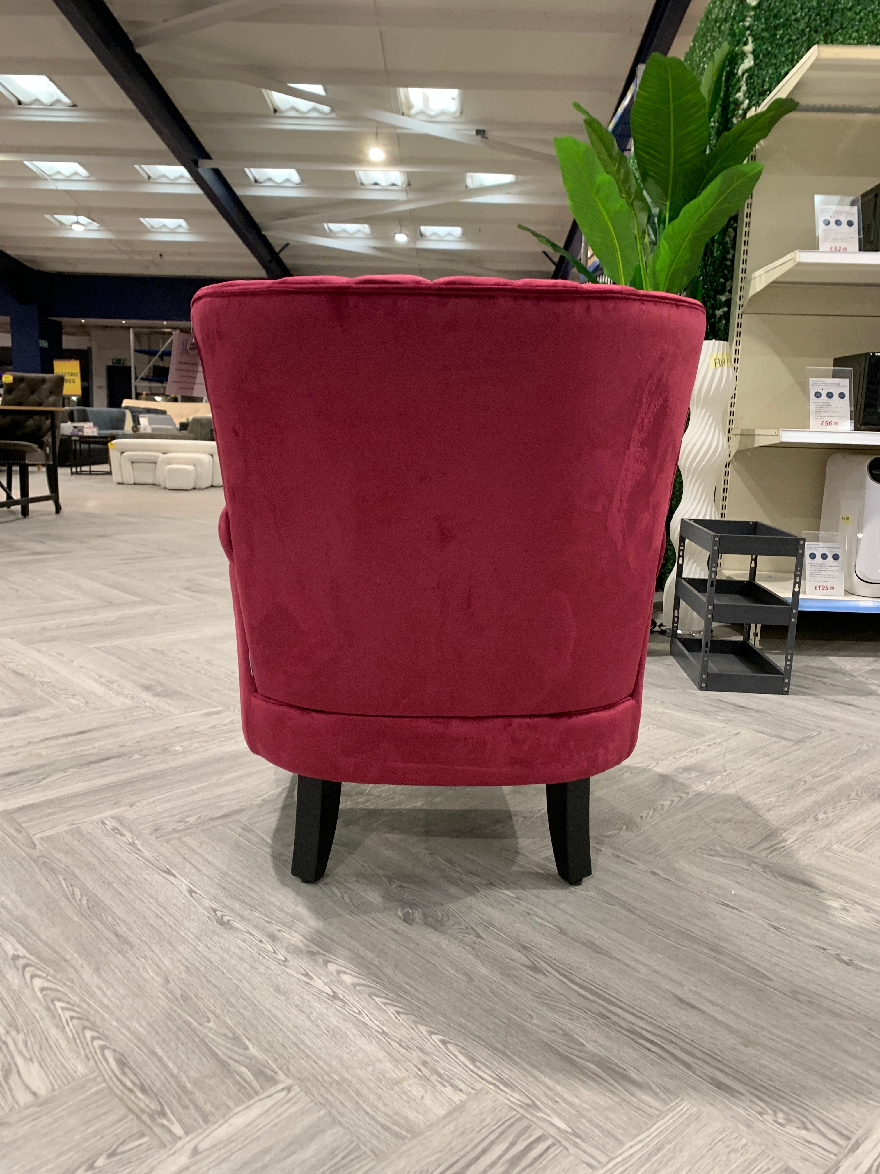 Wine Red Vintage Velvet Upholstered Wing Back Armchair with Studs