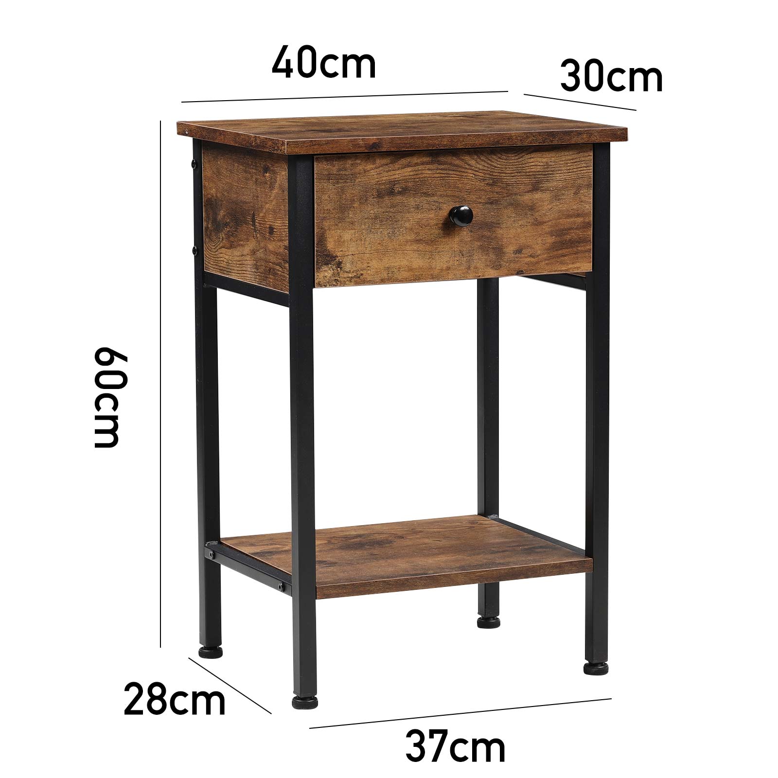 New Industrial Side Table with Drawer for Living Room