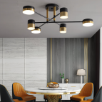 New Nordic Chandelier Ceiling Light 6 Light Black and Golden