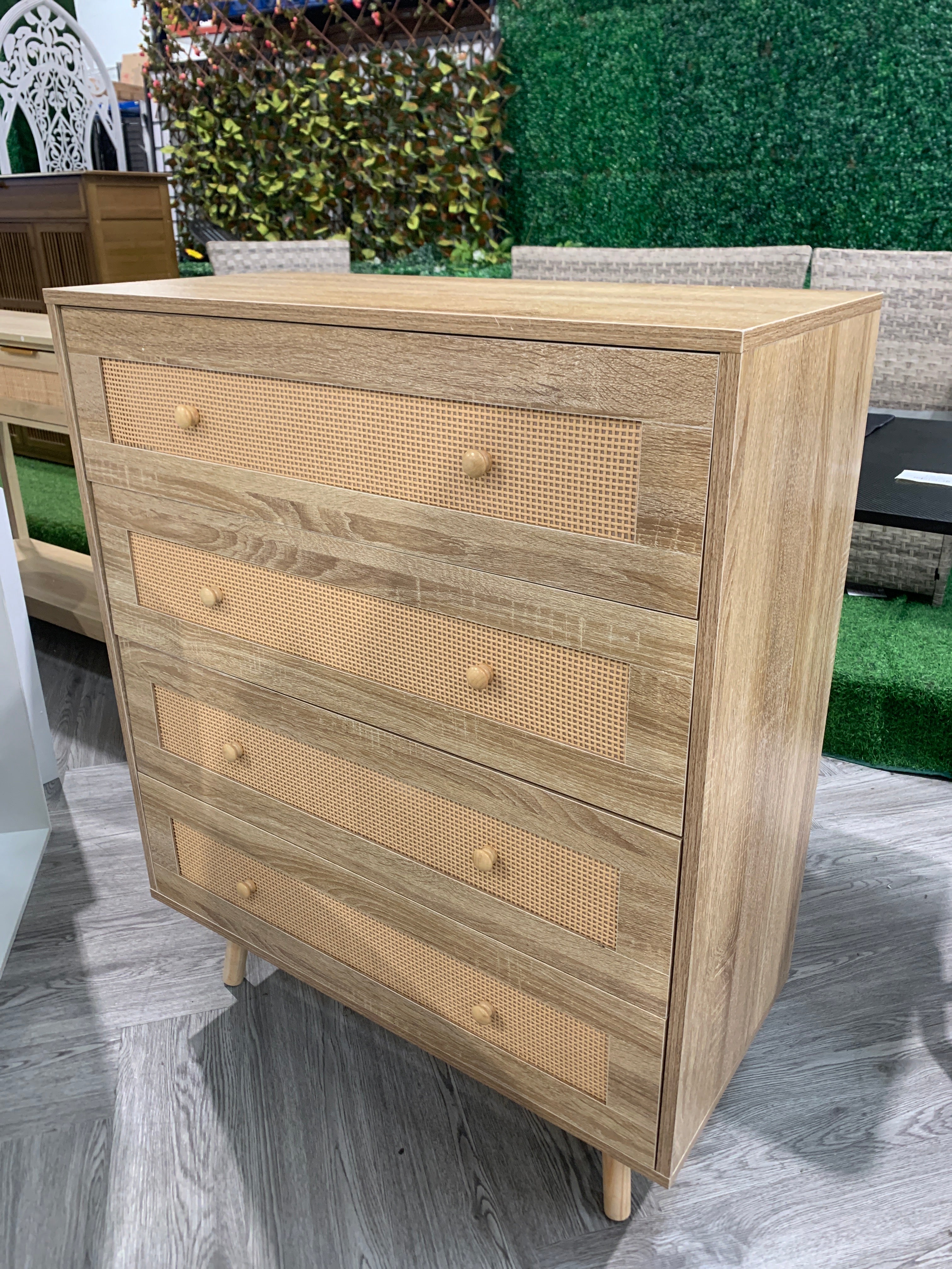 4 Drawer MDF Chest of Drawers with Solid Wood Legs