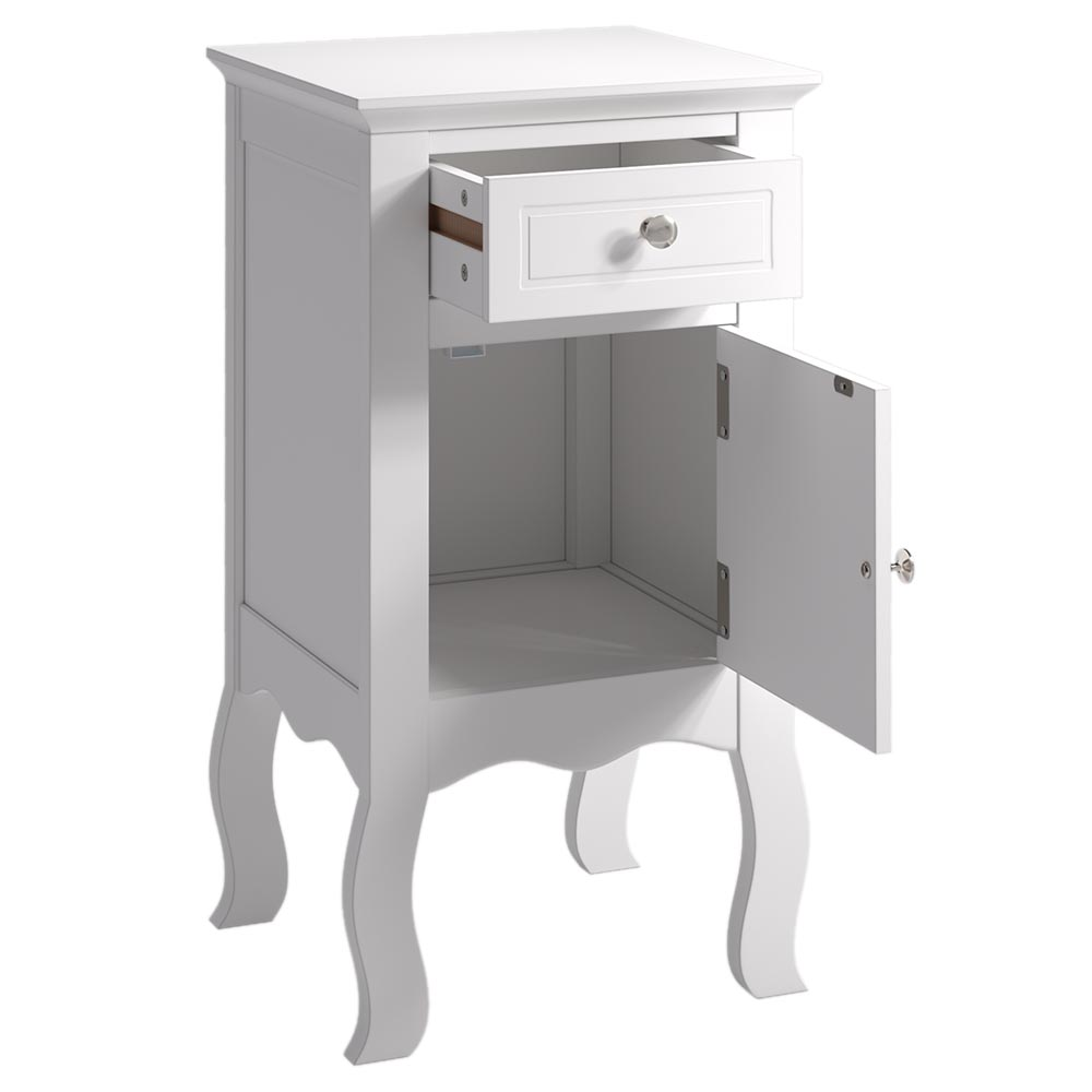 New Wooden Bedside Table Nightstand with Drawer White