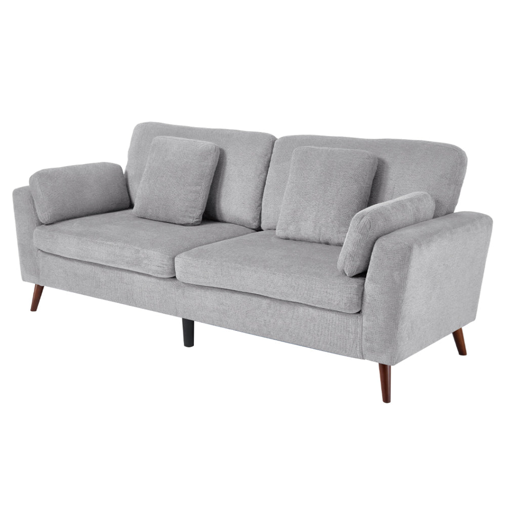 New 2 Seater Chenille Upholstered Sofa Grey with Pillows
