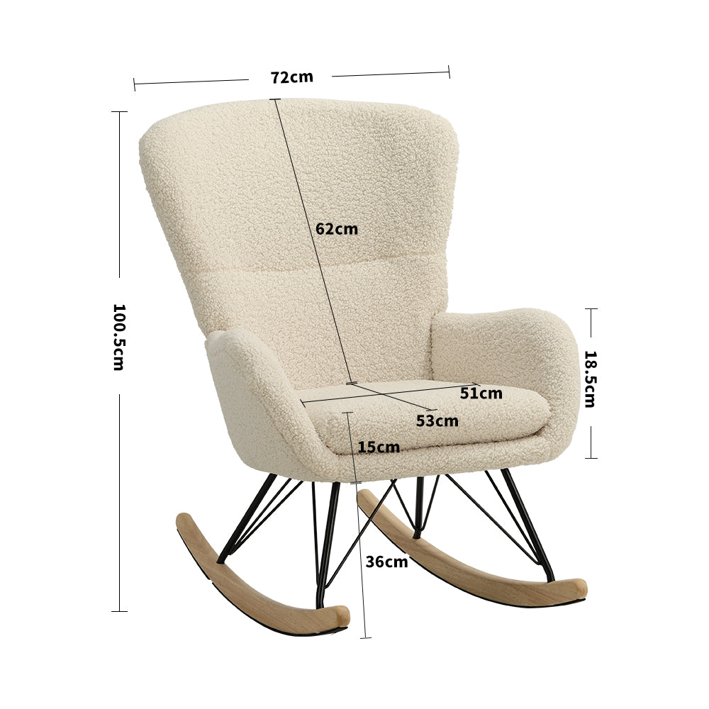 New Sherpa Upholstered Rocking Chair with Removable Cushion Beige