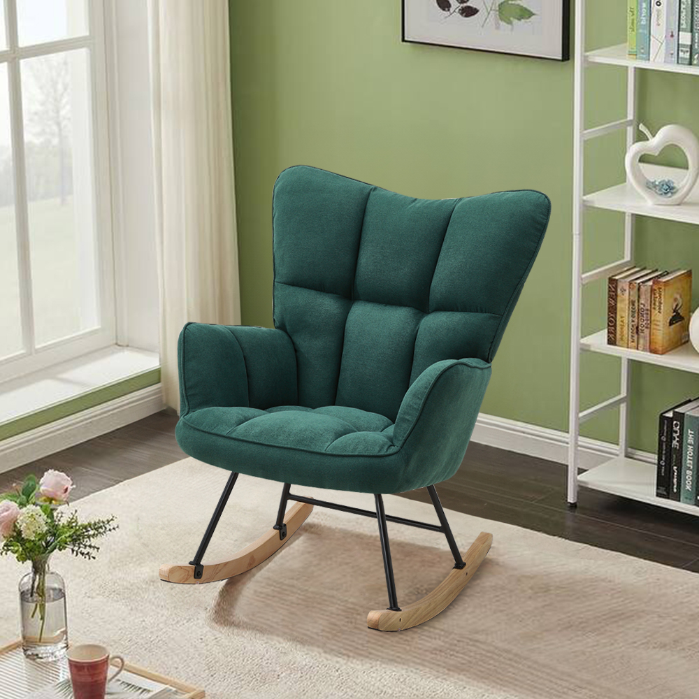 New Green Tufted Upholstered Rocking Chair