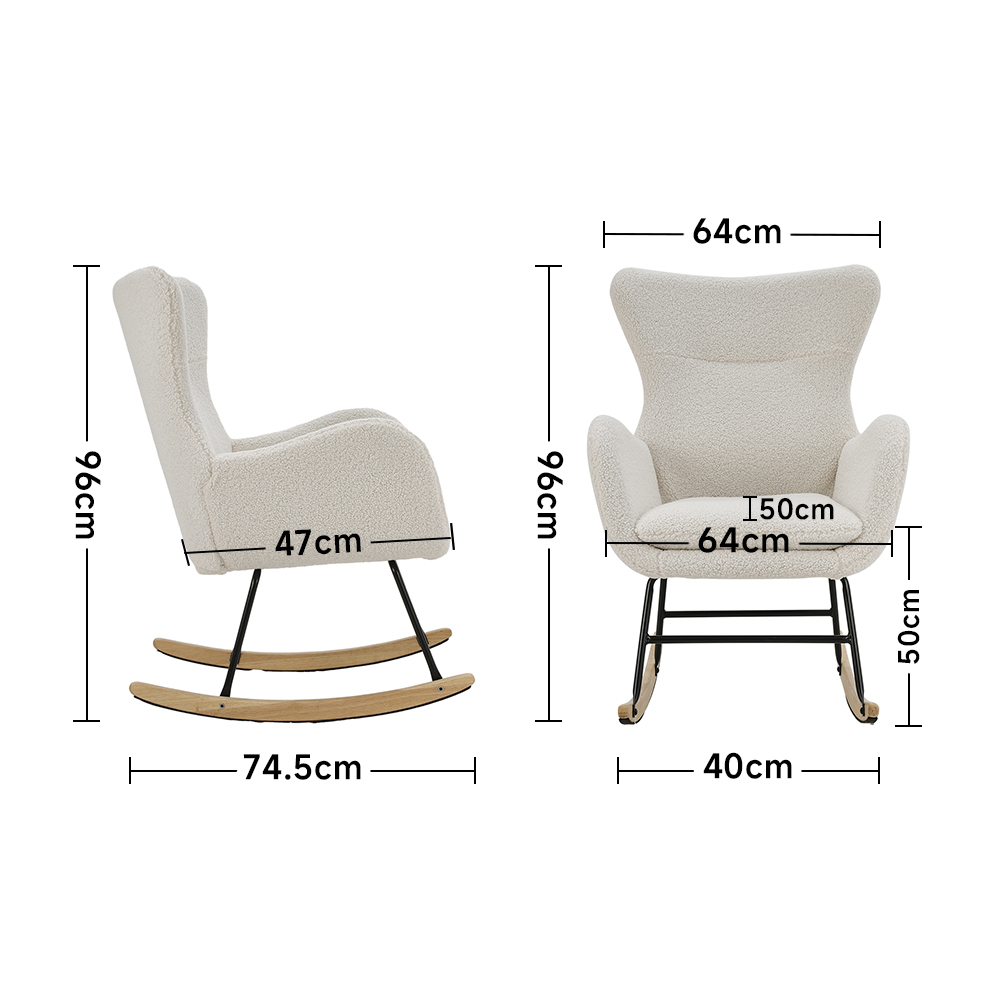 New Comfy Sherpa Upholstered Rocking Accent Chair with High Backrest and Armrests