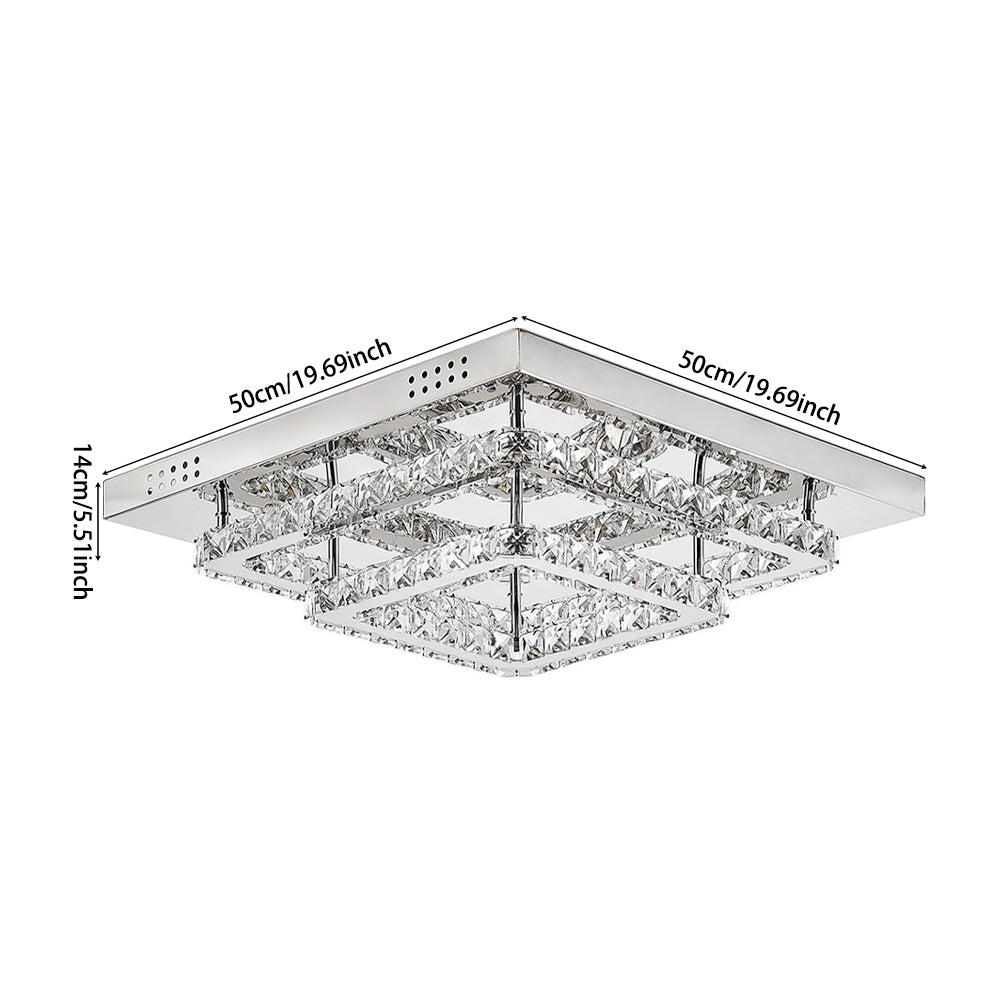 New Square Large Size Glamourous Crystal LED Ceiling Light