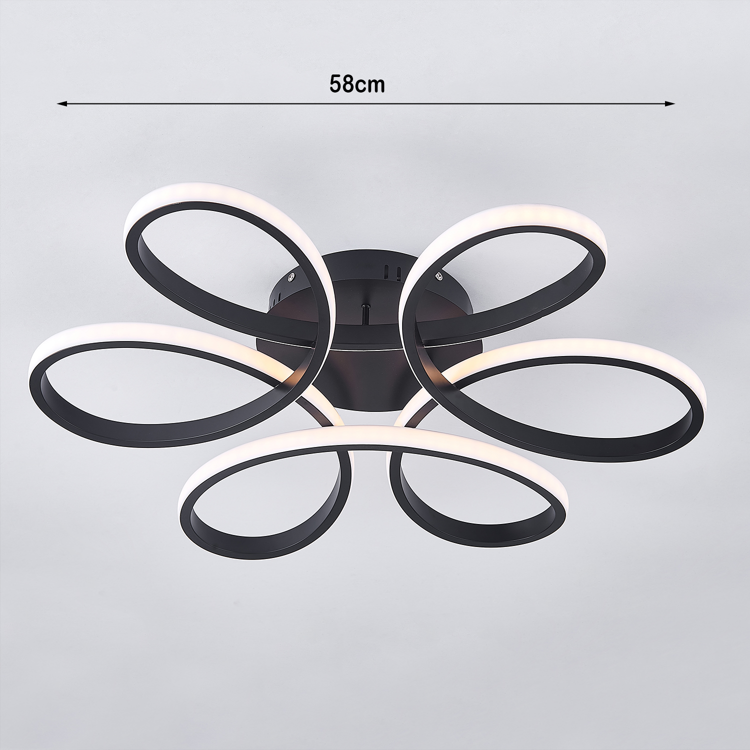 New 58cm Black Modern Acrylic Light-adjusted Petal LED Semi Ceiling Light