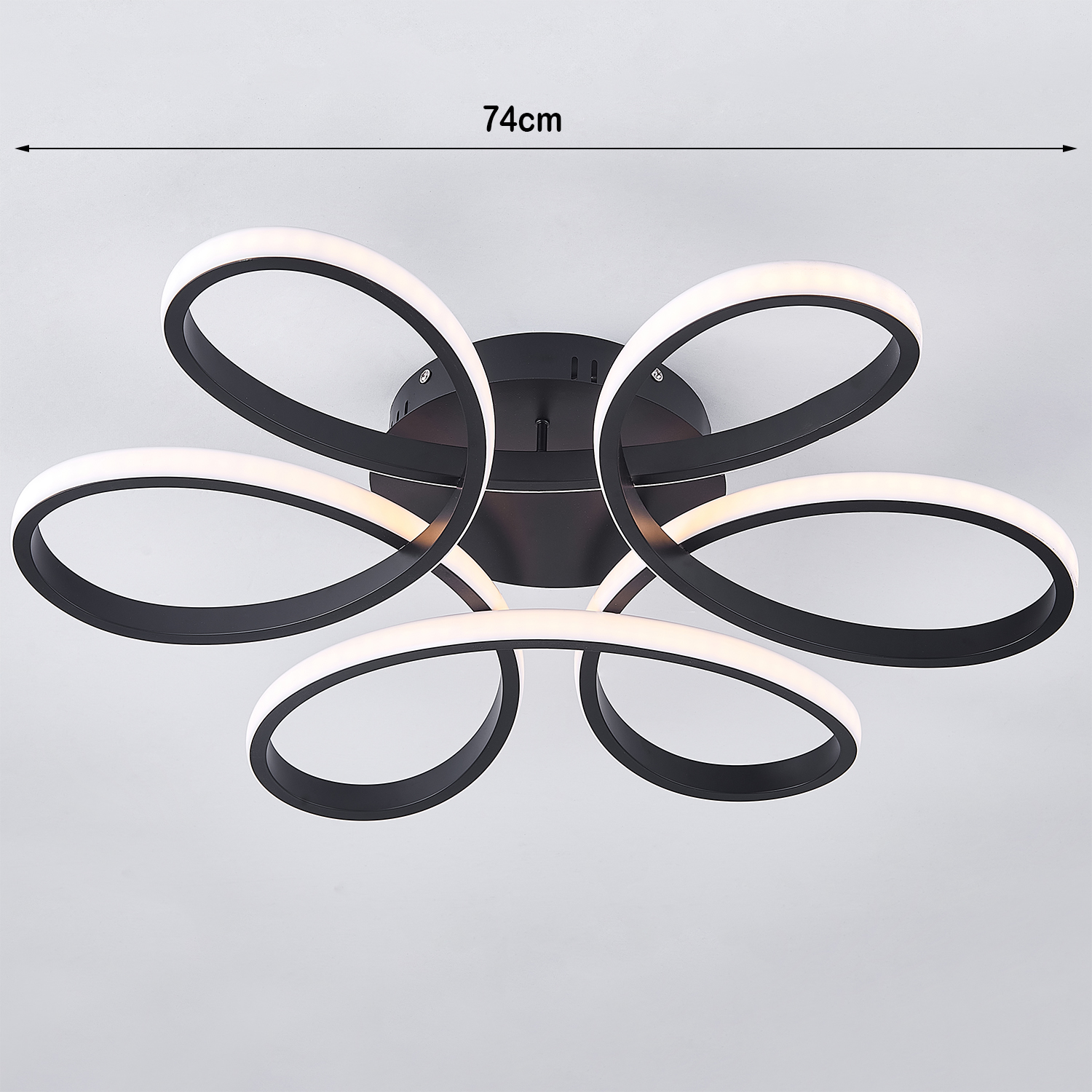 New 74cm Black Modern Acrylic Light-adjusted Petal LED Semi Ceiling Light