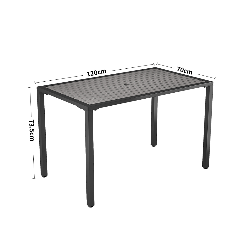 WPC and Metal Outdoor Dining Table with Parasol Hole Grey