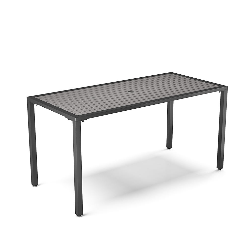 WPC and Metal Outdoor Dining Table with Parasol Hole Grey
