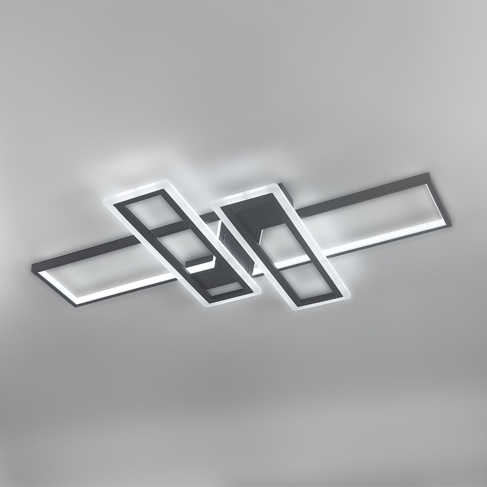 New 90cm W Geometric Black Frame LED Ceiling Light Cool White Non-Dimmable