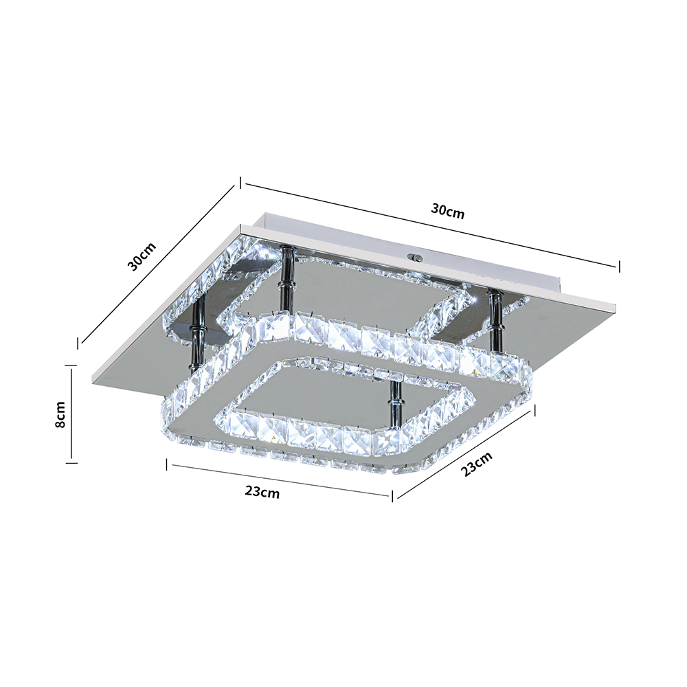 New Cool White Square Crystal Ceiling Light with Chrome Finish