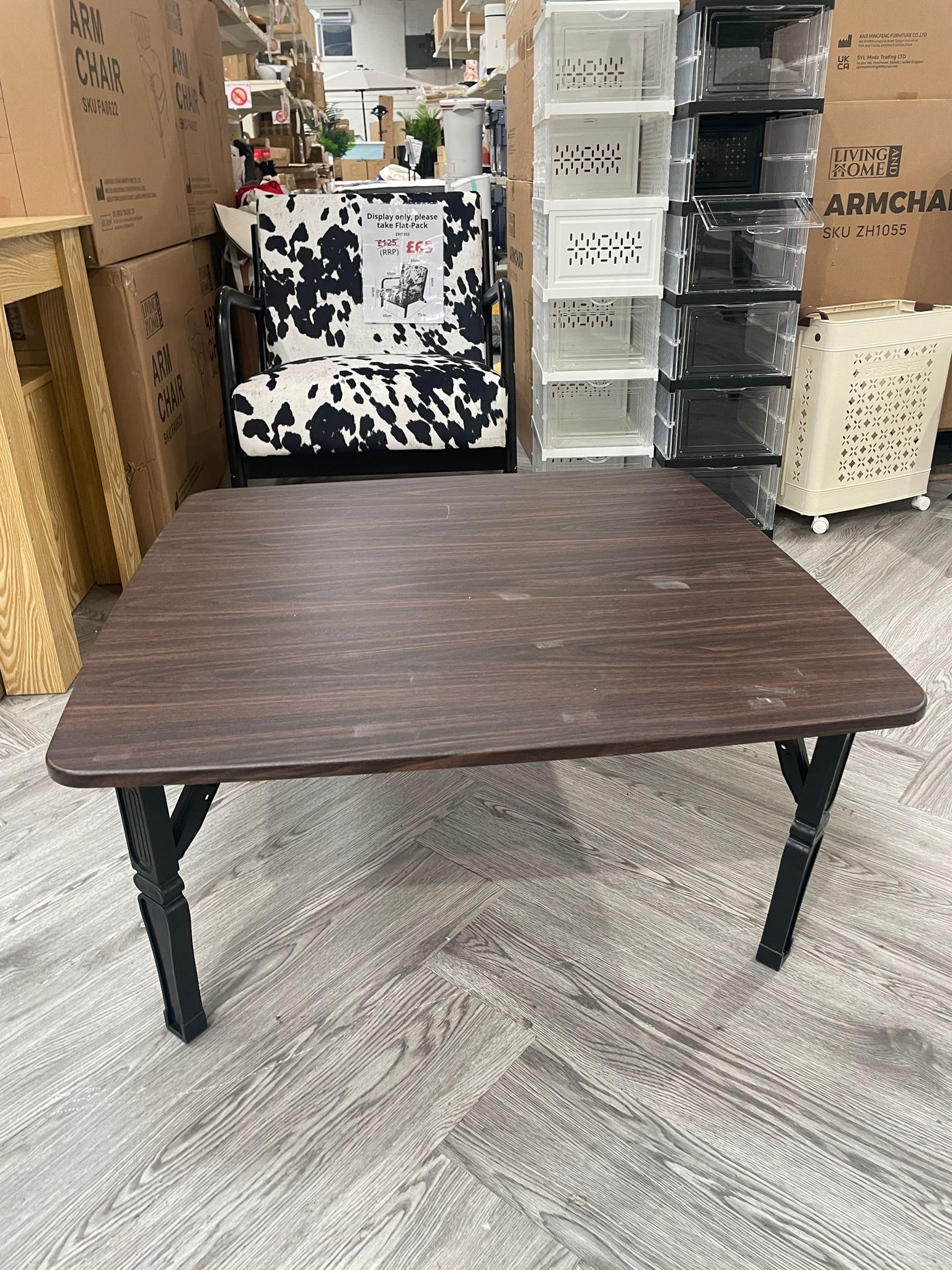 Square Wooden Folding Coffee Table Brown 80cm